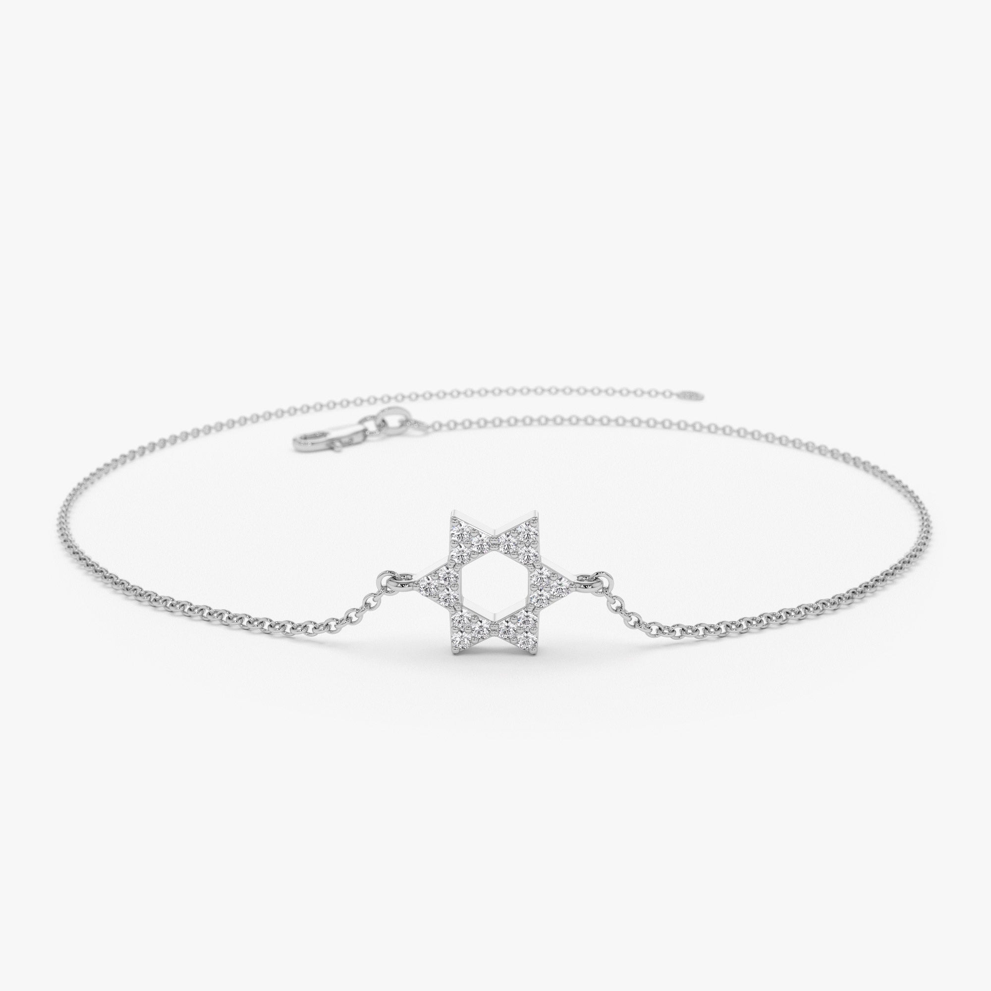 OBFJ0931 - 14K Star of David Diamond Bracelet 7