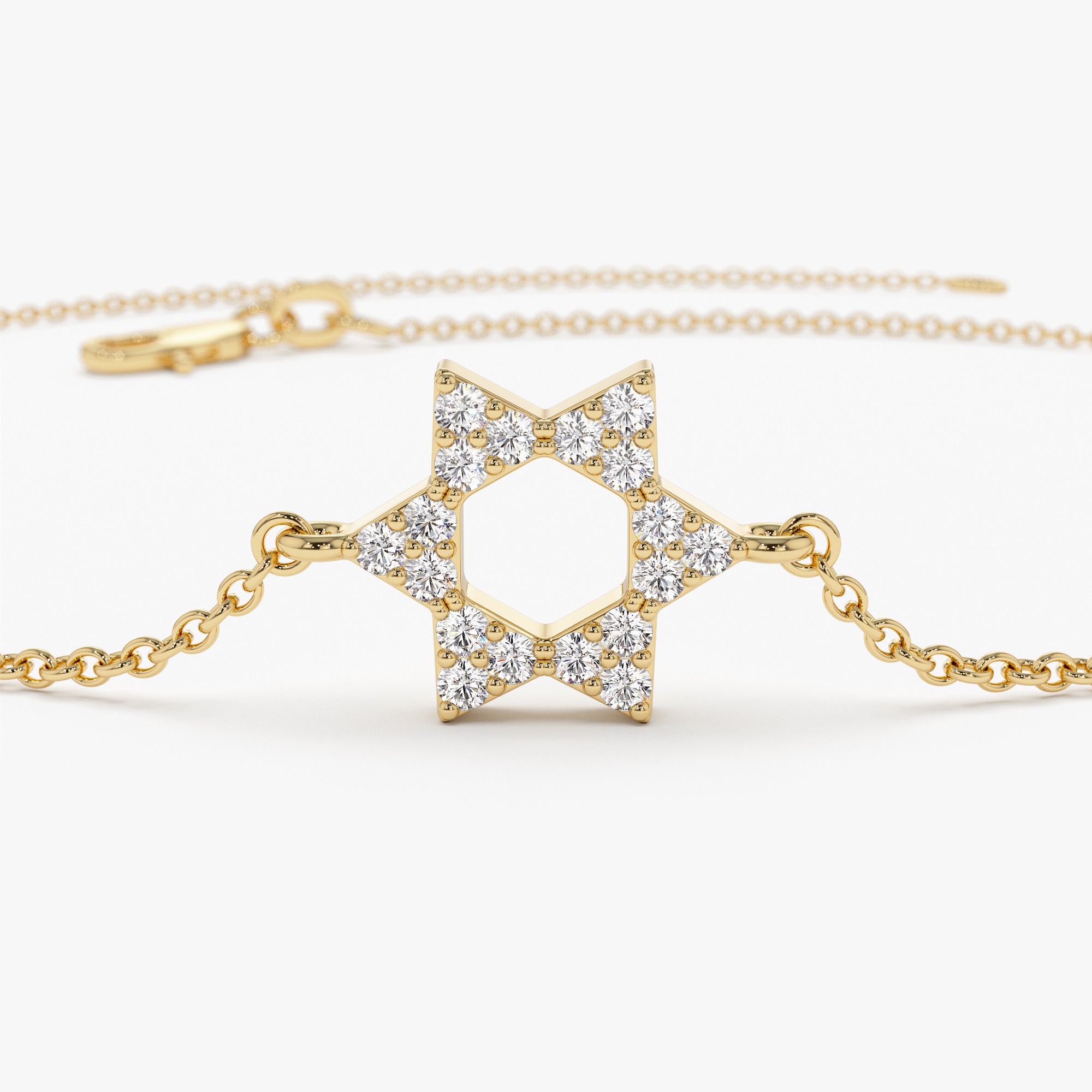 OBFJ0931 - 14K Star of David Diamond Bracelet 8