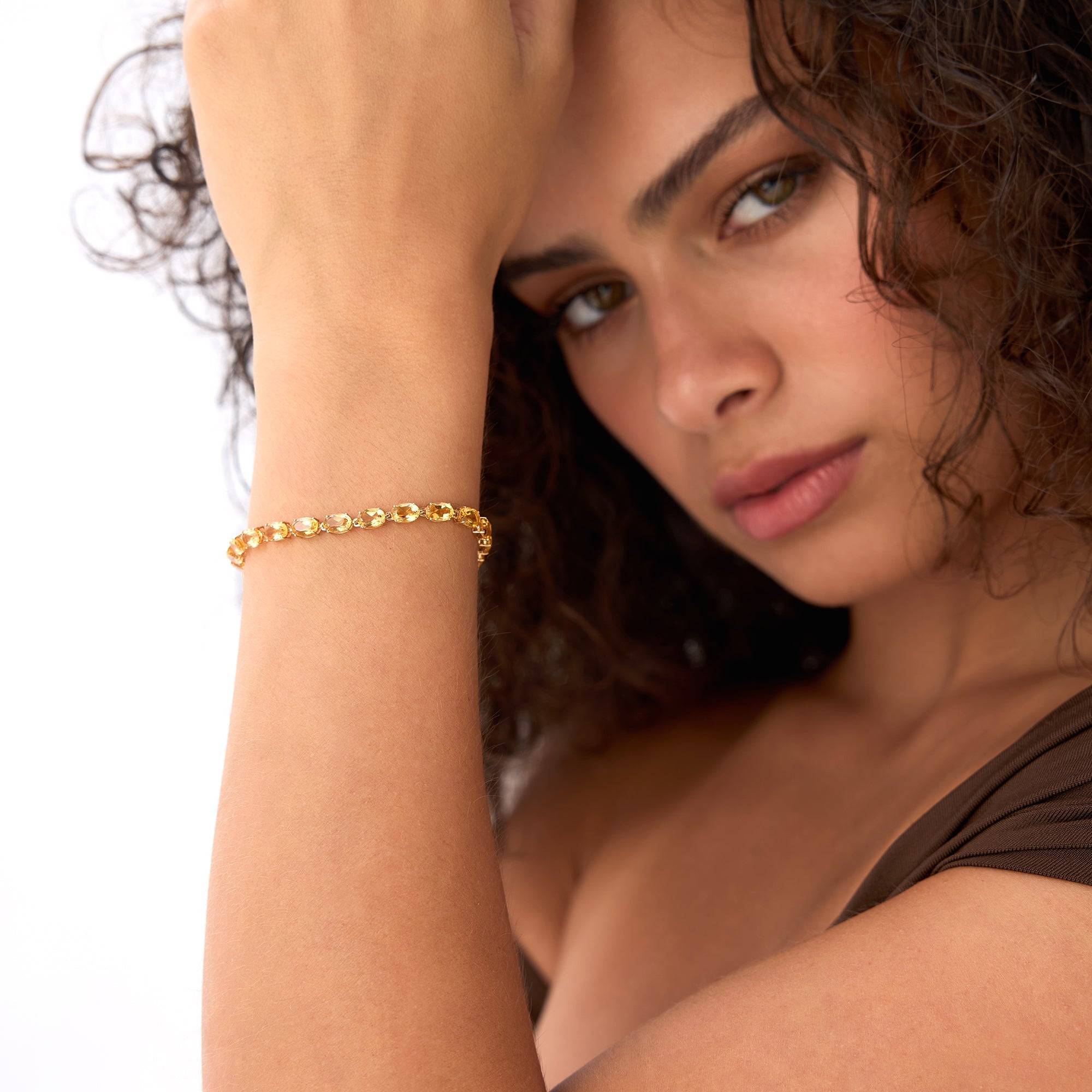OBFJ0441 - 14K Gold Oval Shaped Citrine Tennis Bracelet 11.35 ctw 2