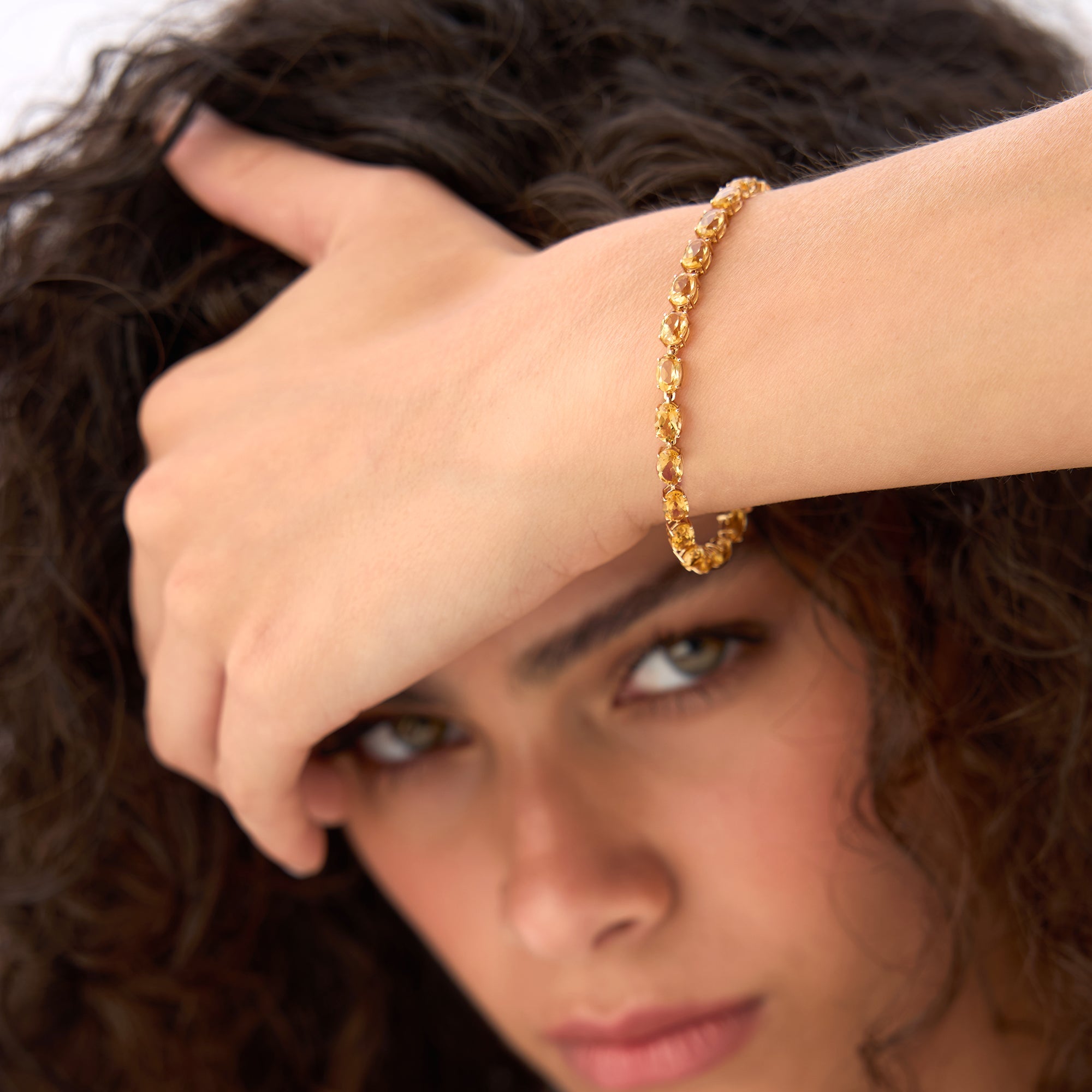 OBFJ0441 - 14K Gold Oval Shaped Citrine Tennis Bracelet 11.35 ctw 5