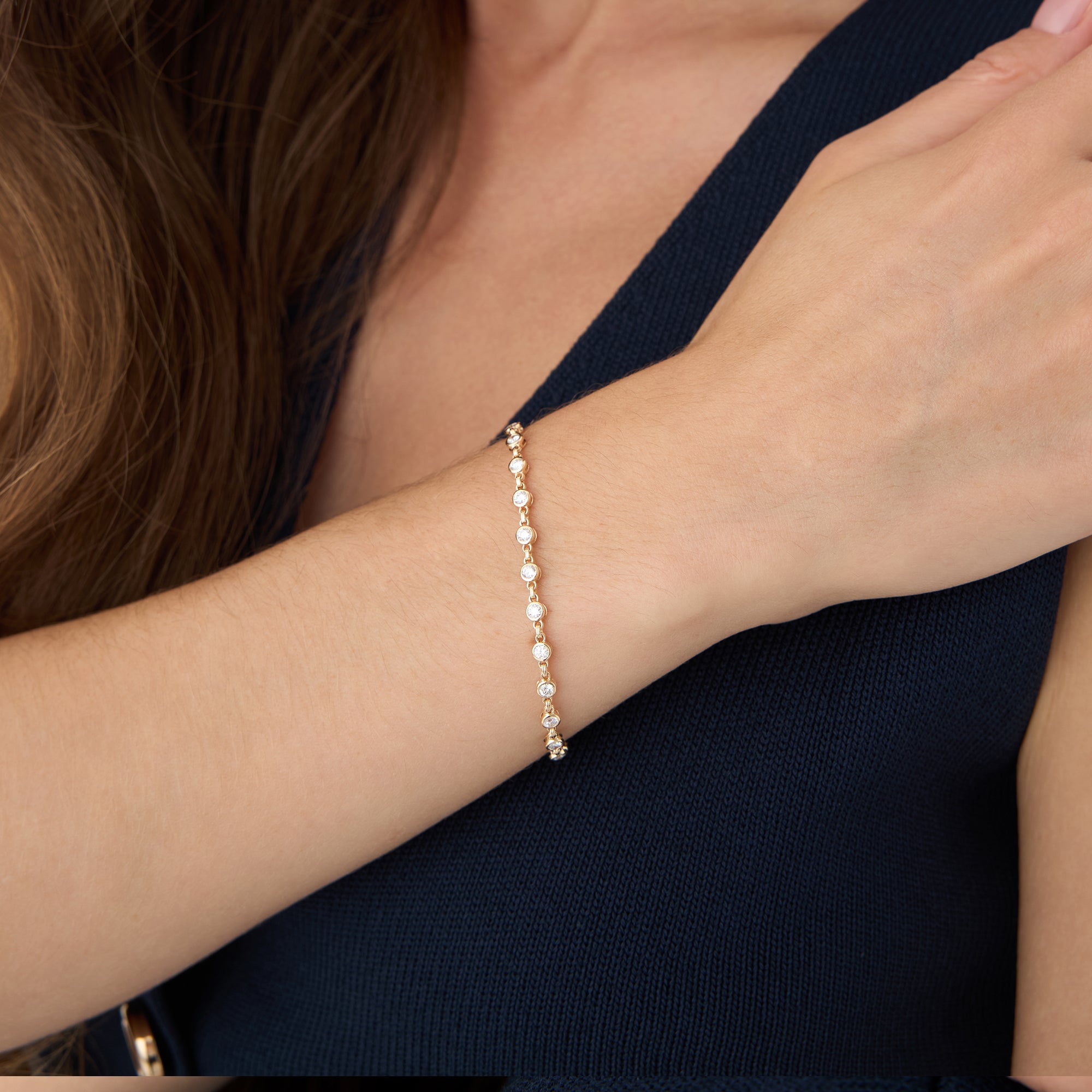 OBFJ0544 - 2.00 CTW 14k Bezel Setting Lab Grown Diamond Tennis Bracelet - Isla 6