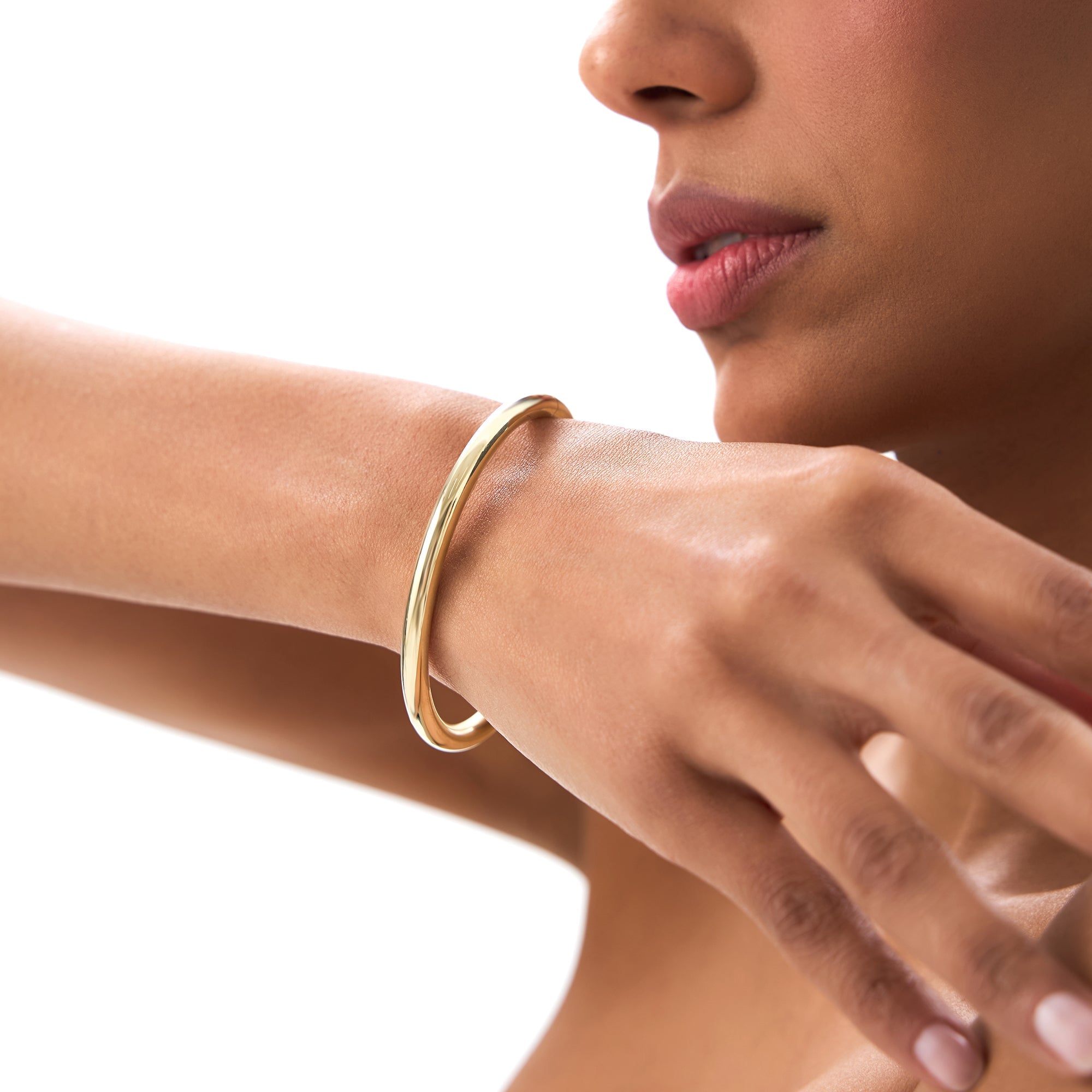 OBFJ0450 - 14K Gold 5MM Thick Open Cuff Bangle Bracelet 3