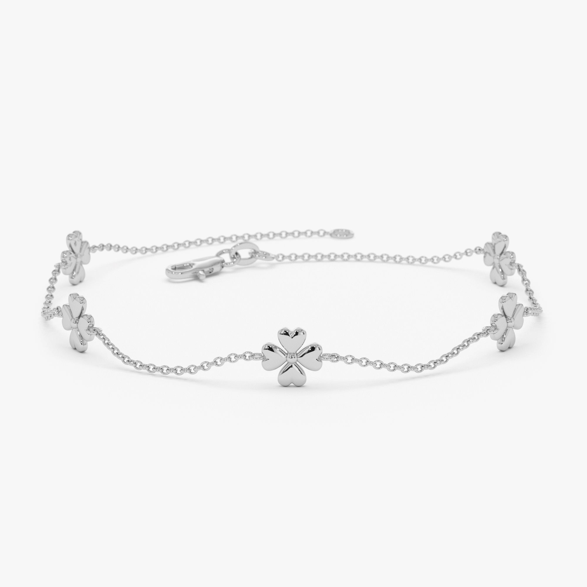OBFJ0354 - 14k Gold Clover Station Bracelet 6