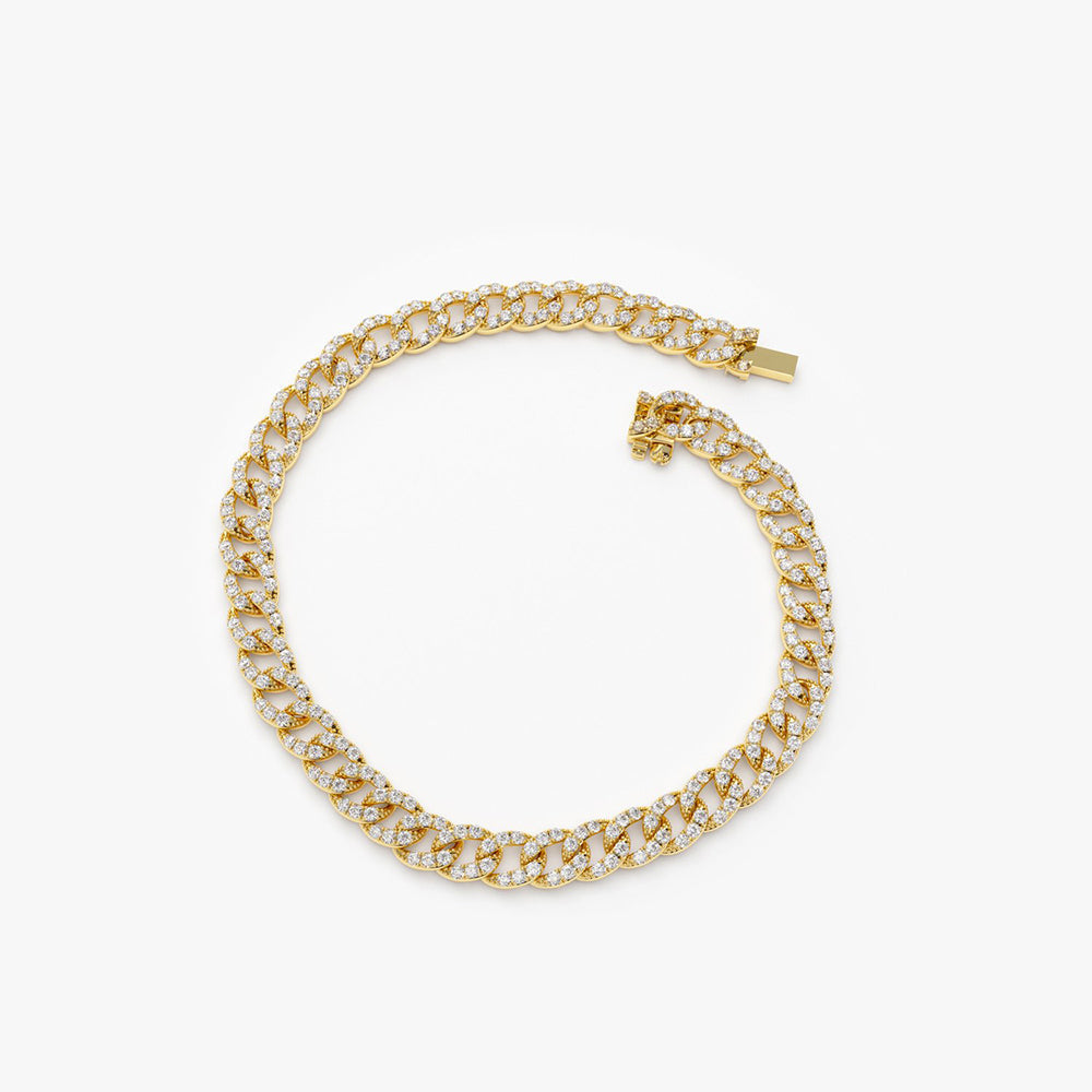 OBFJ2058 - 4.8MM Diamond Cuban Link Bracelet bracelets in selectable metal and diamond options - Roselle Jewelry view 8