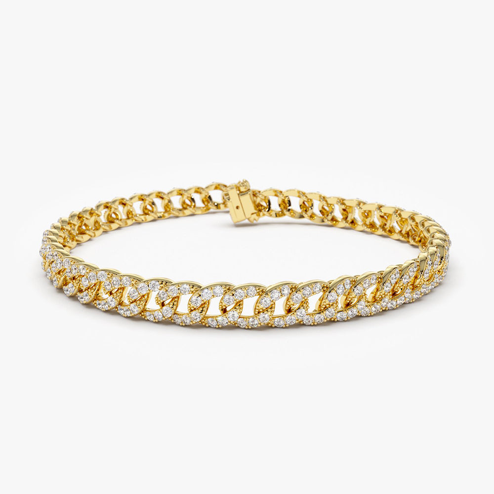 OBFJ2058 - 4.8MM Diamond Cuban Link Bracelet bracelets in selectable metal and diamond options - Roselle Jewelry view 1