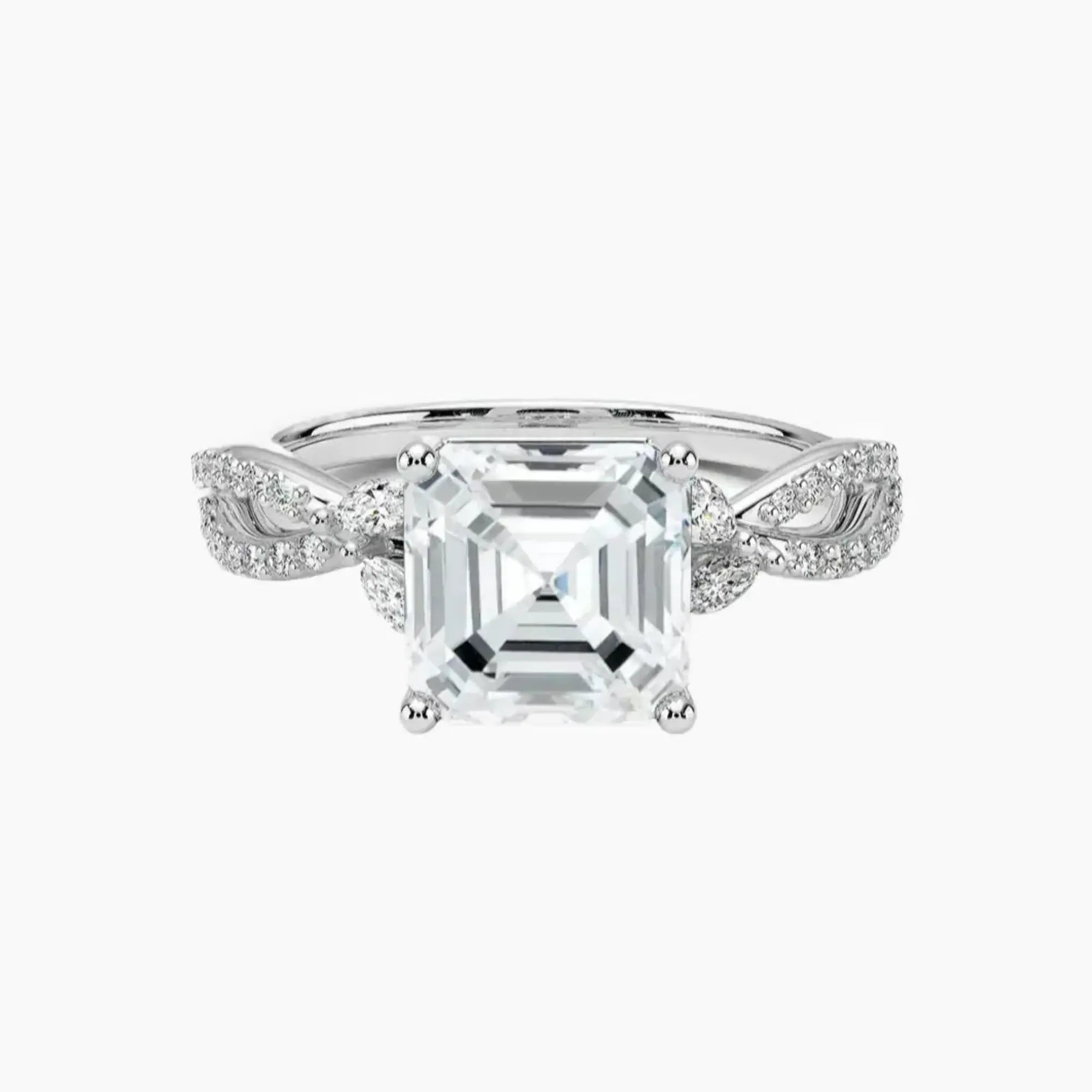 OBSER231 - Amara Luxe Adorned Asscher engagement ring setting view 1