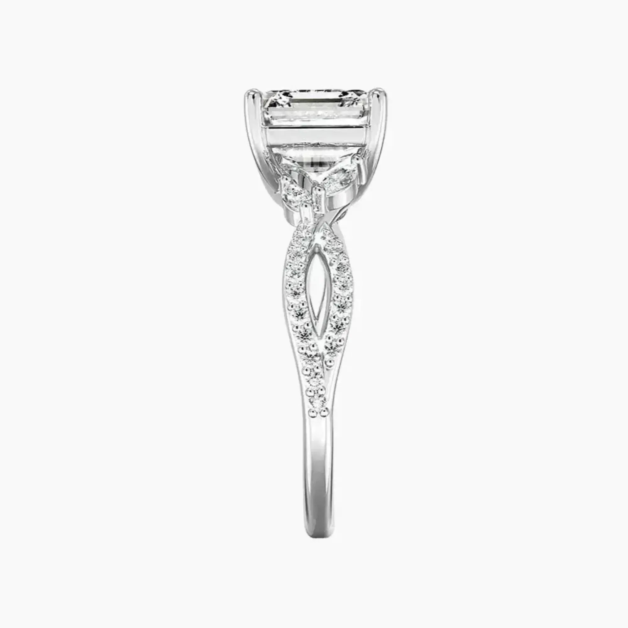 OBSER231 - Amara Luxe Adorned Asscher engagement ring setting view 3