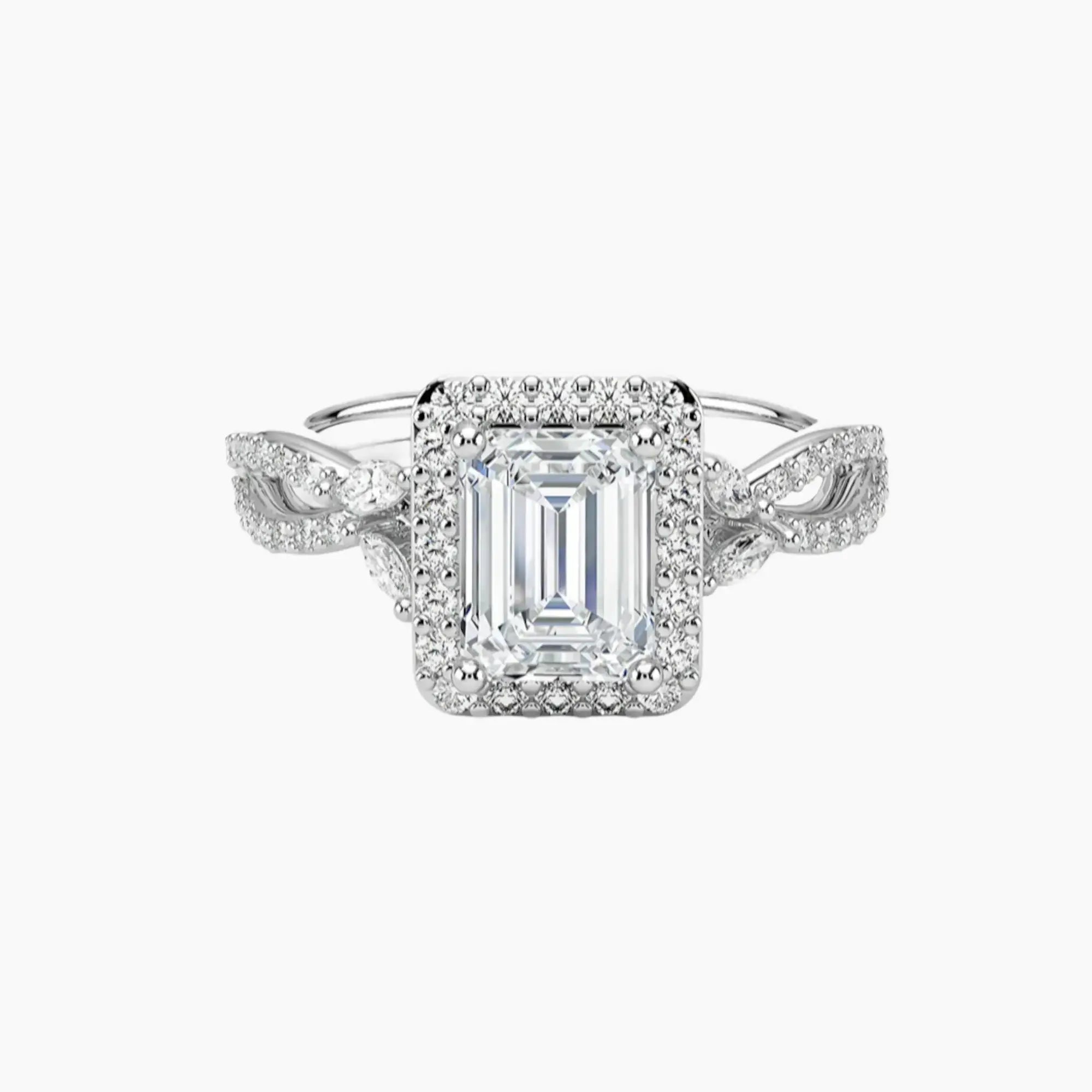 OBSER487 - Nerissa Halo Emerald engagement ring setting view 1
