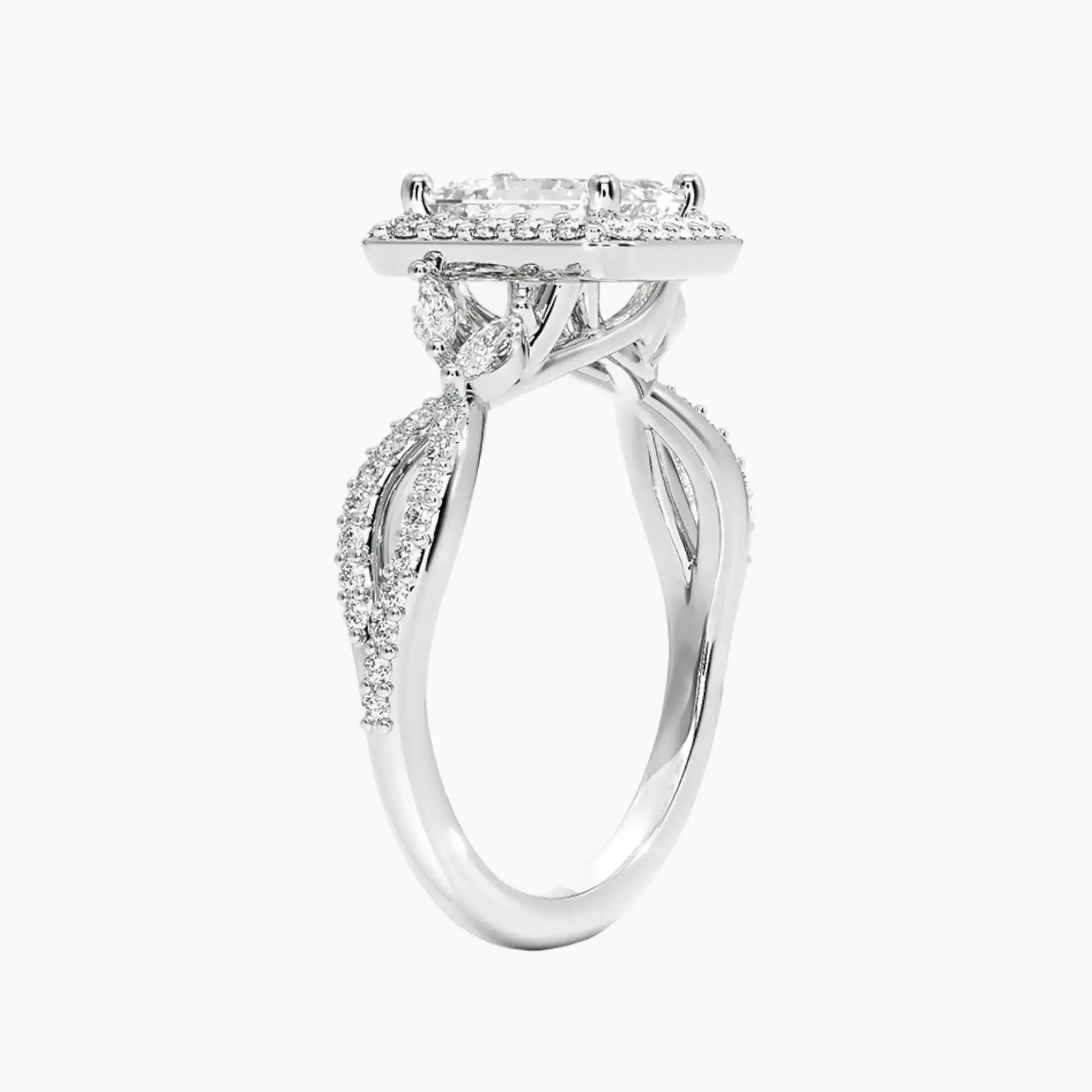 OBSER487 - Nerissa Halo Emerald engagement ring setting view 2