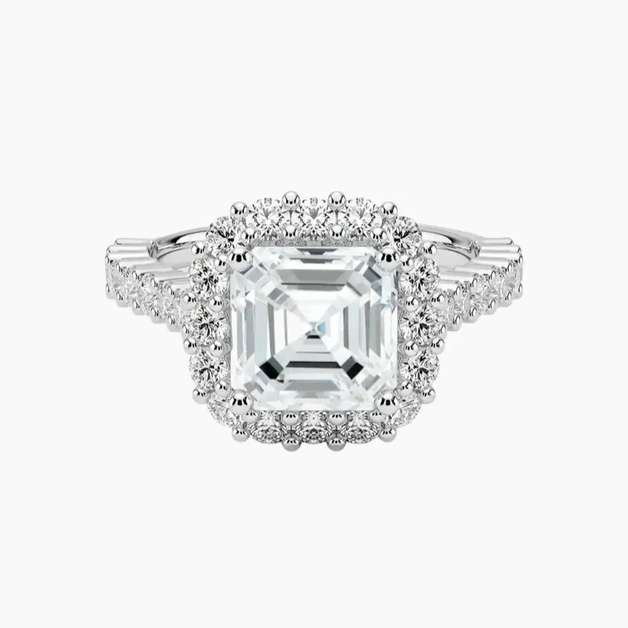 OBSER433 - Fiora Pave Halo Asscher engagement ring setting view 1