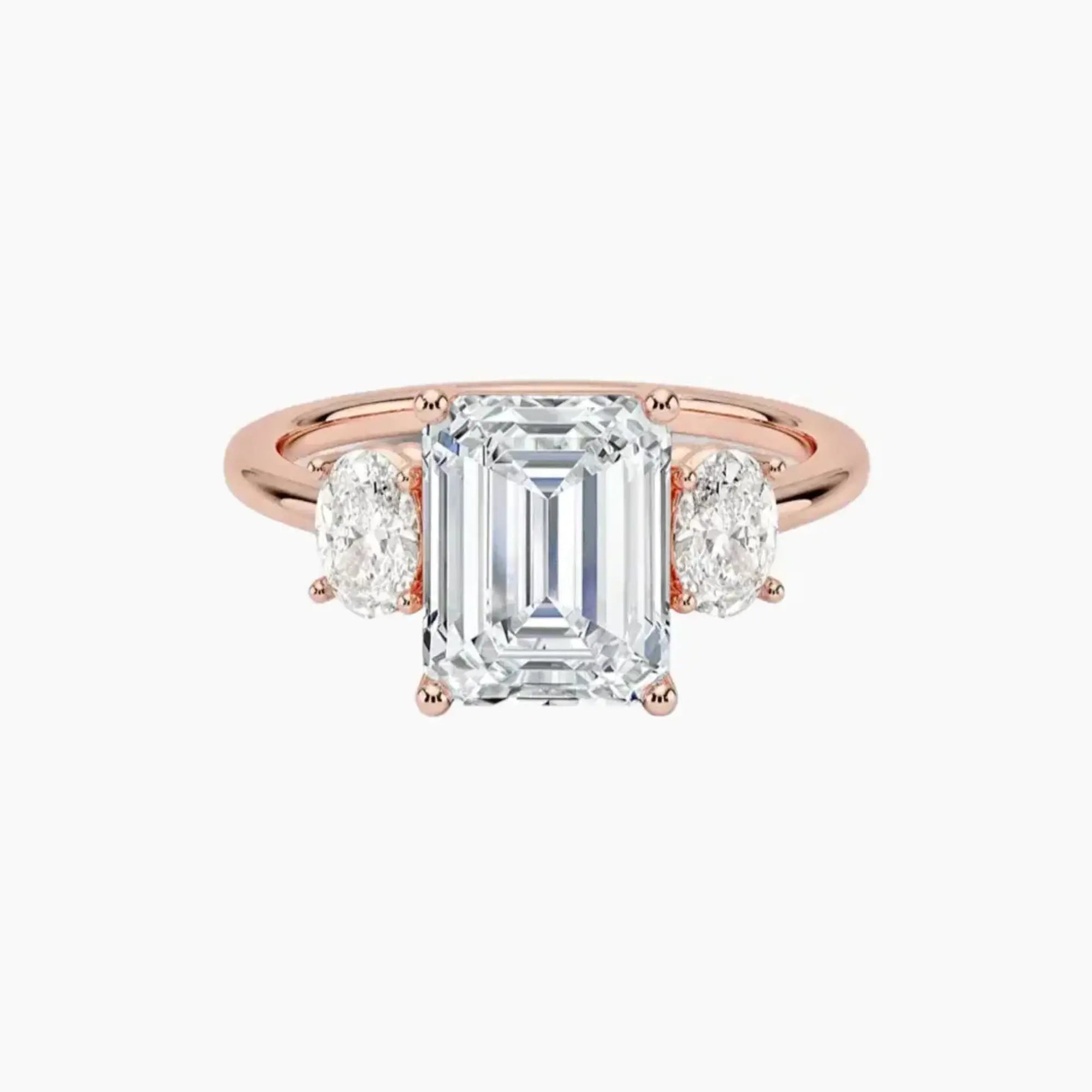 OBSER569 - Liora Three Stone Emerald engagement ring setting view 4