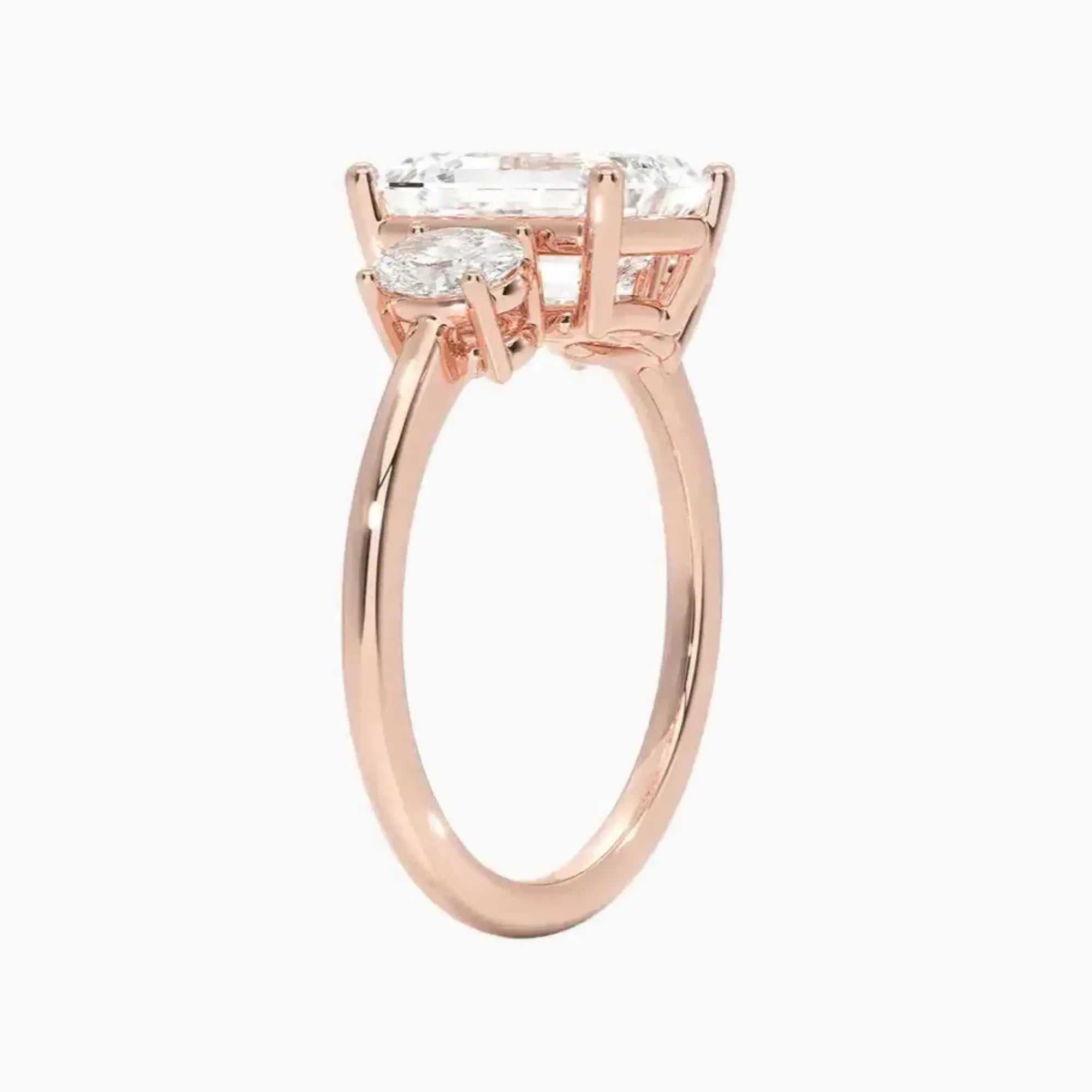 OBSER569 - Liora Three Stone Emerald engagement ring setting view 5