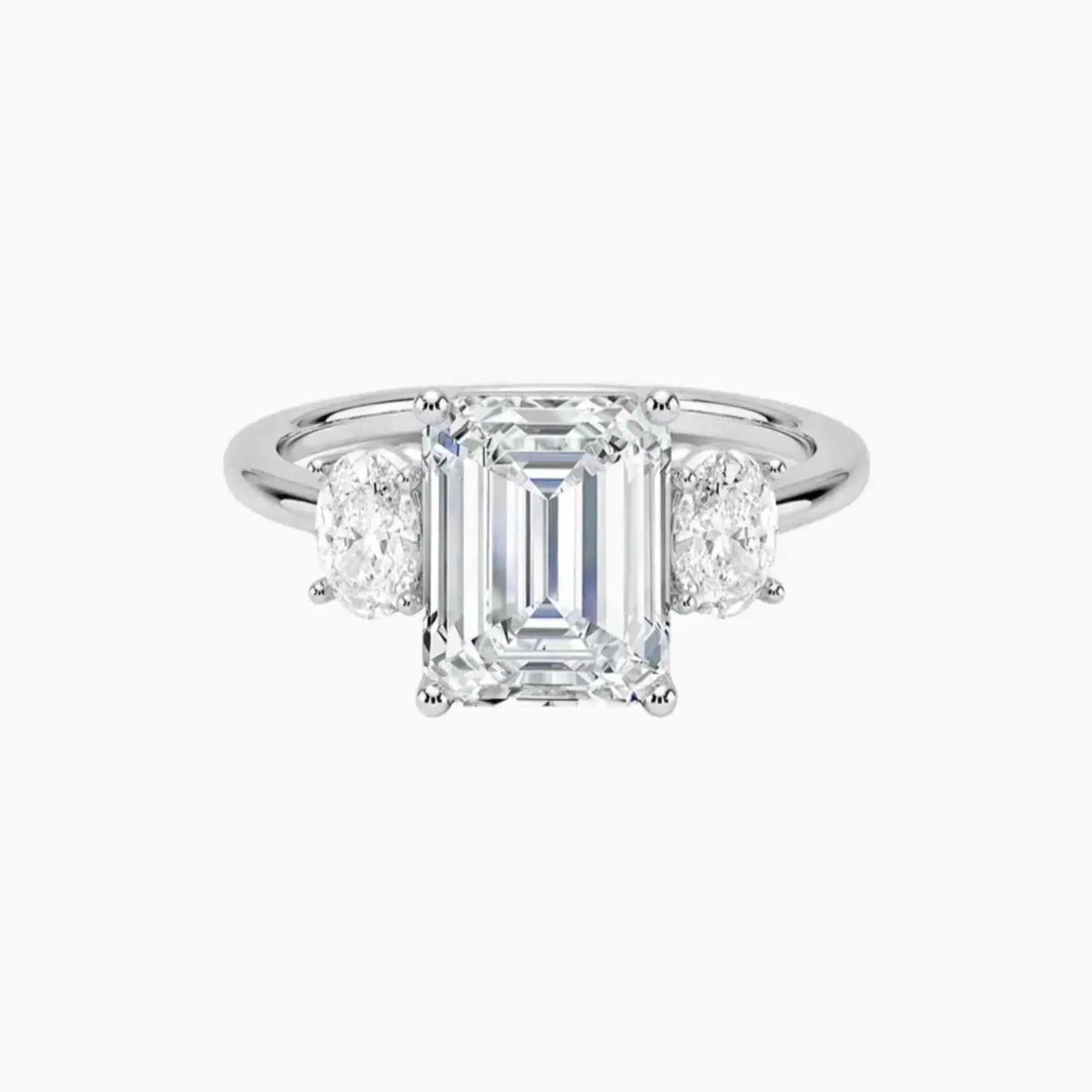 OBSER569 - Liora Three Stone Emerald engagement ring setting view 1