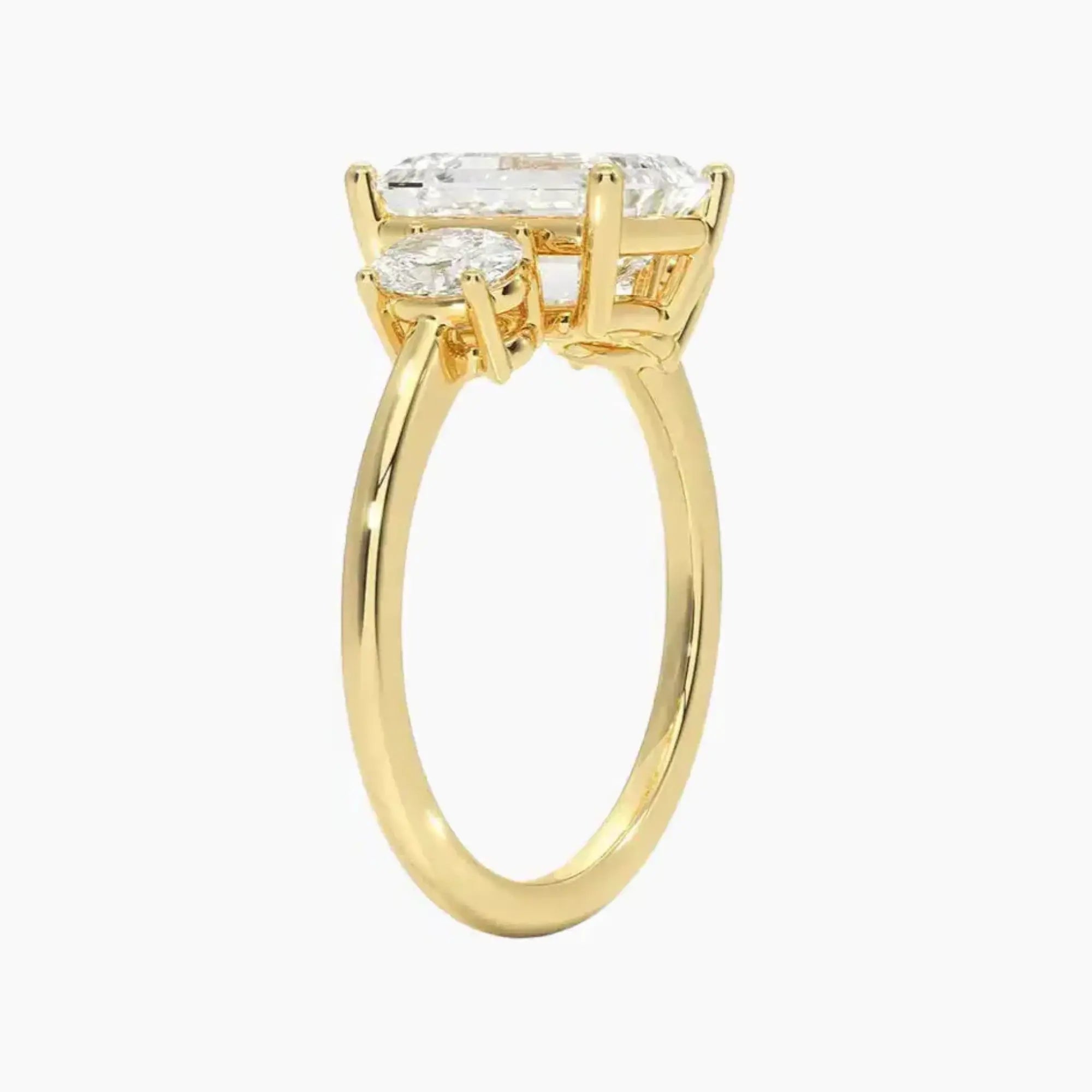 OBSER569 - Liora Three Stone Emerald engagement ring setting view 8