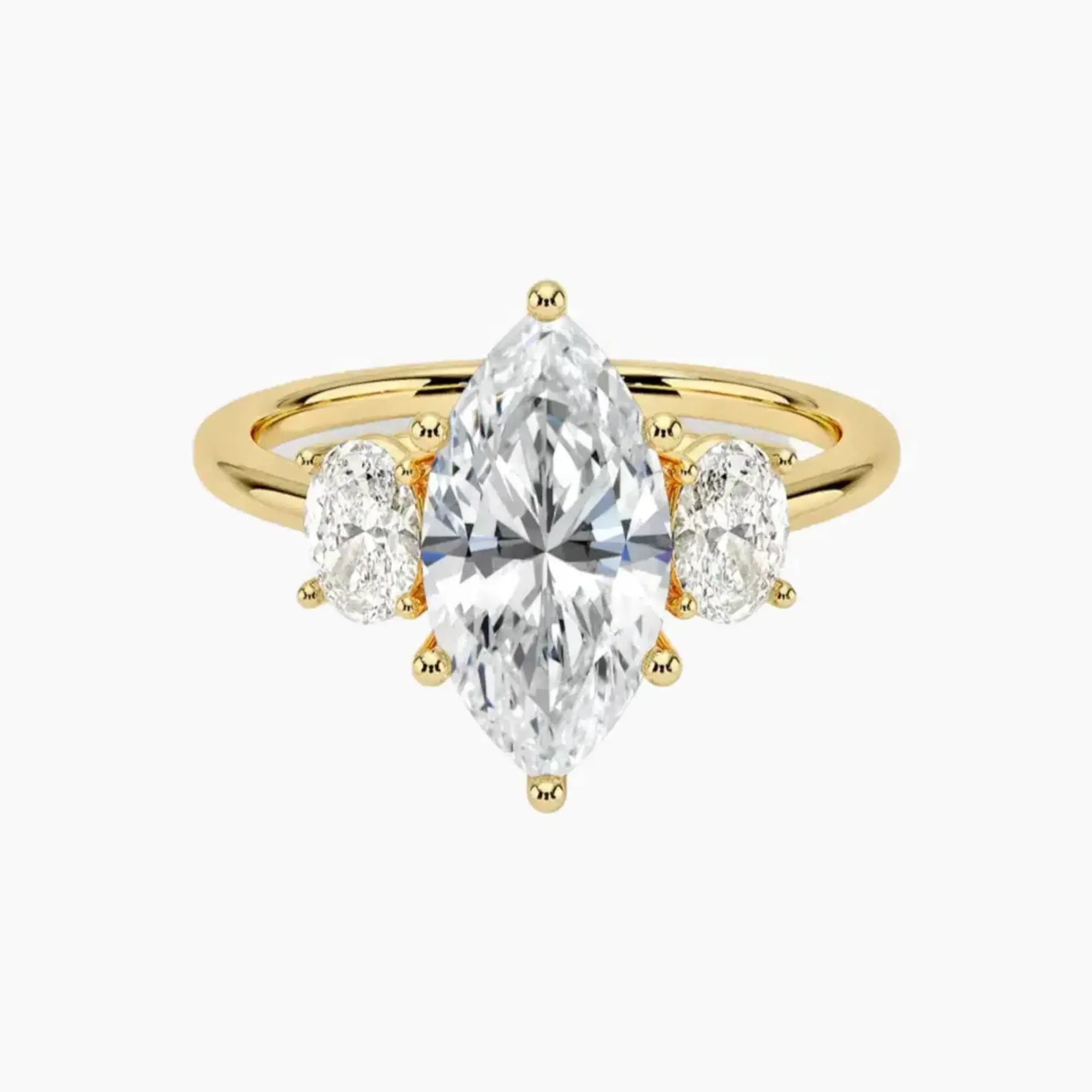 OBSER568 - Liora Three Stone Marquise engagement ring setting view 7