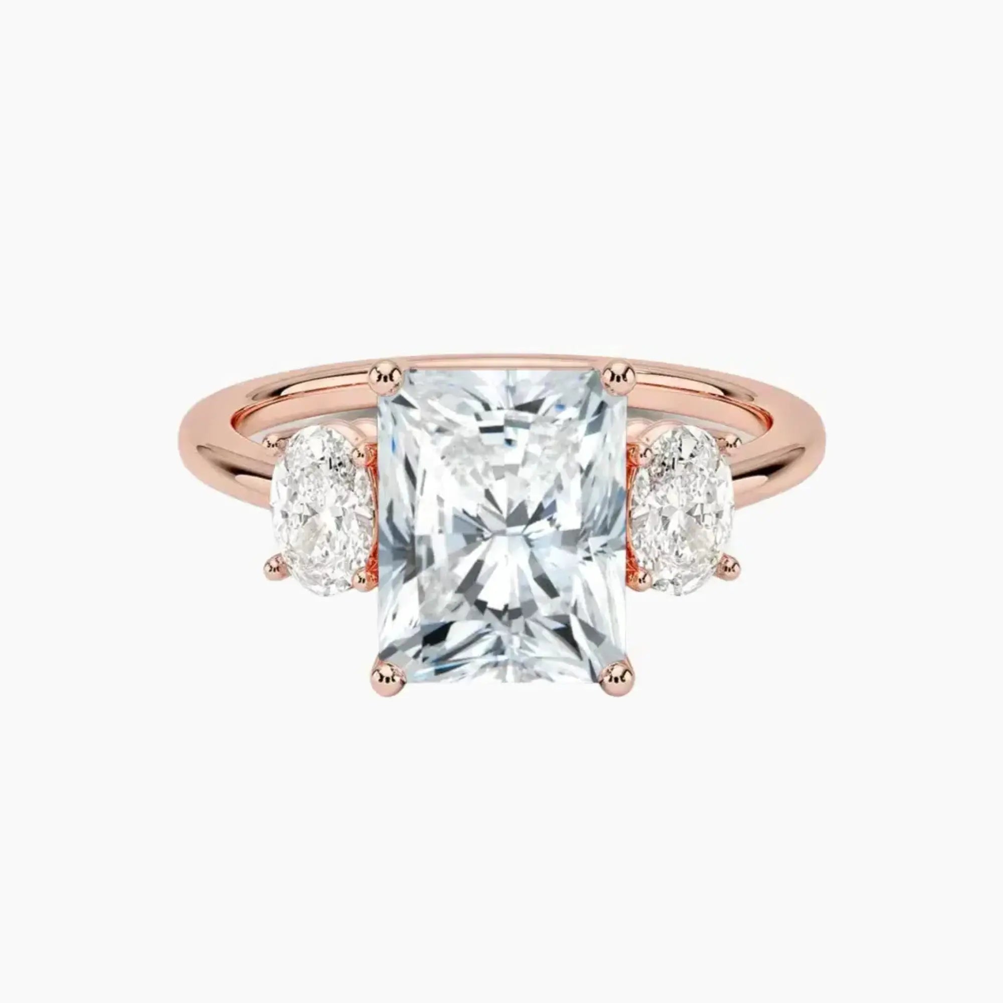 OBSER567 - Liora Three Stone Radiant engagement ring setting view 4