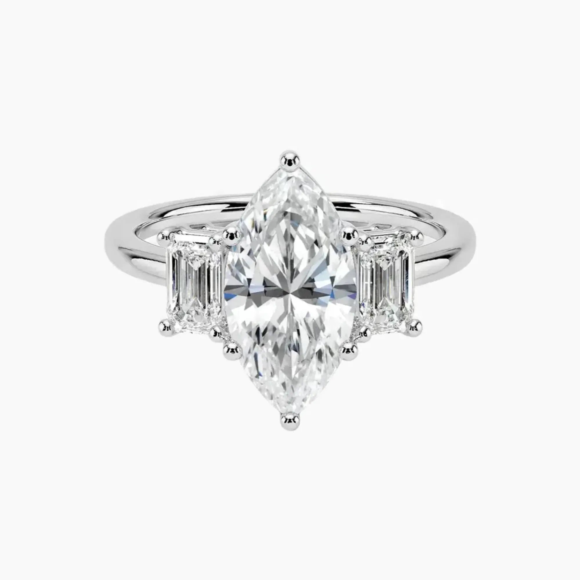OBSER655 - Aurelia Three Stone Marquise engagement ring setting view 1