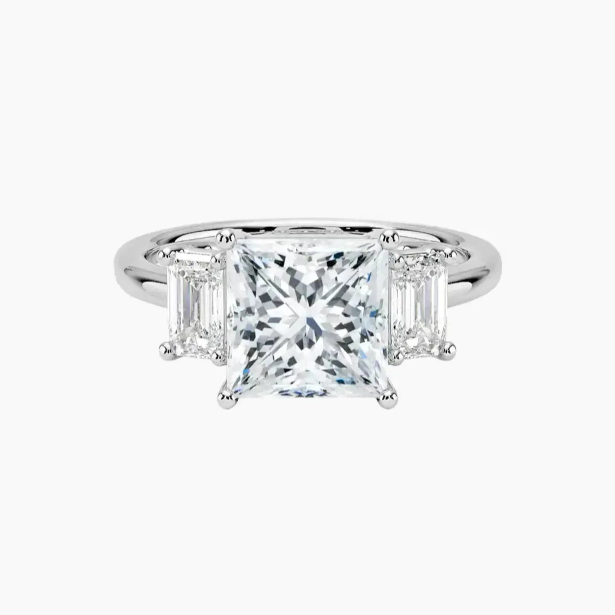 OBSER656 - Aurelia Three Stone Princess engagement ring setting view 1