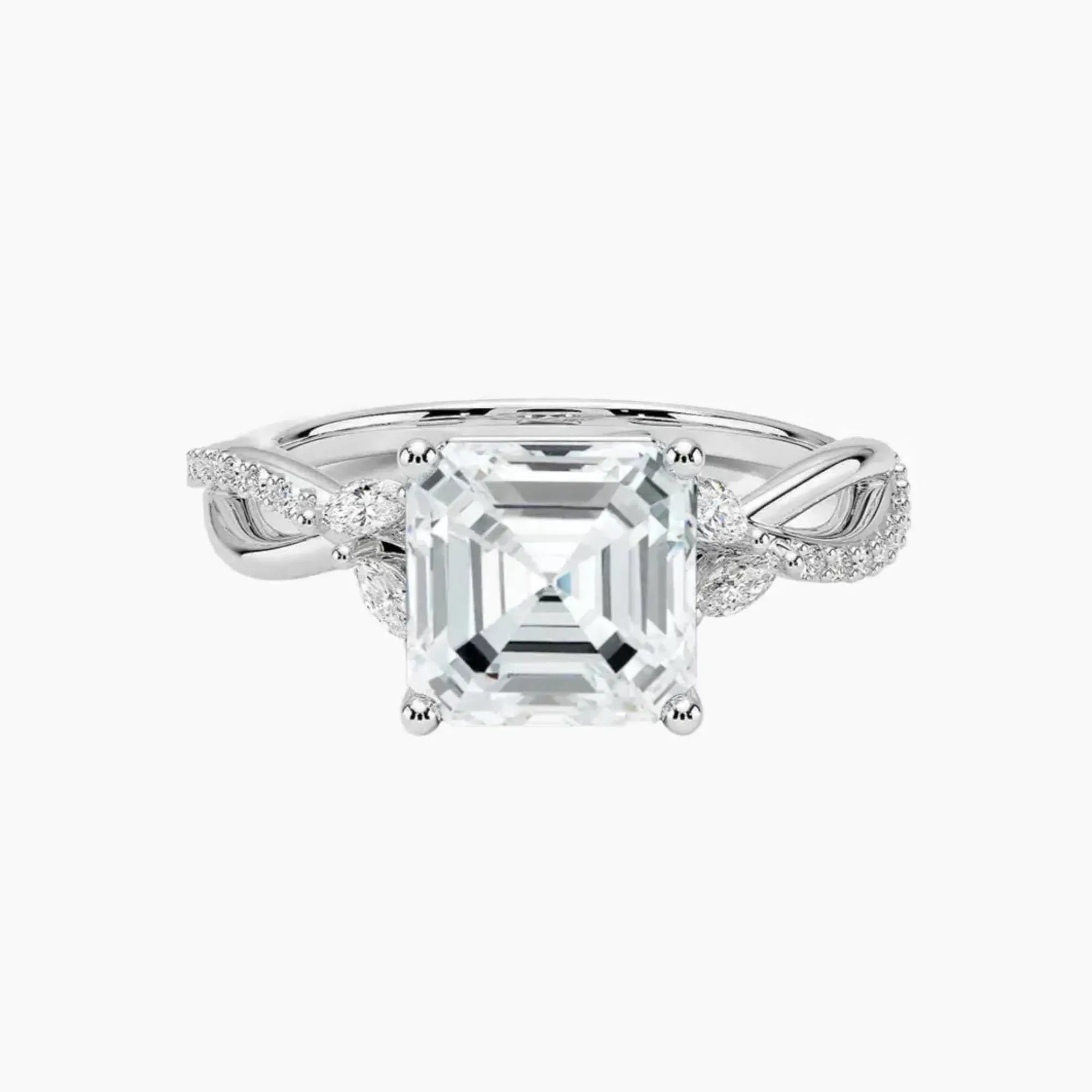 OBSER238 - Amara Adorned Asscher engagement ring setting view 1