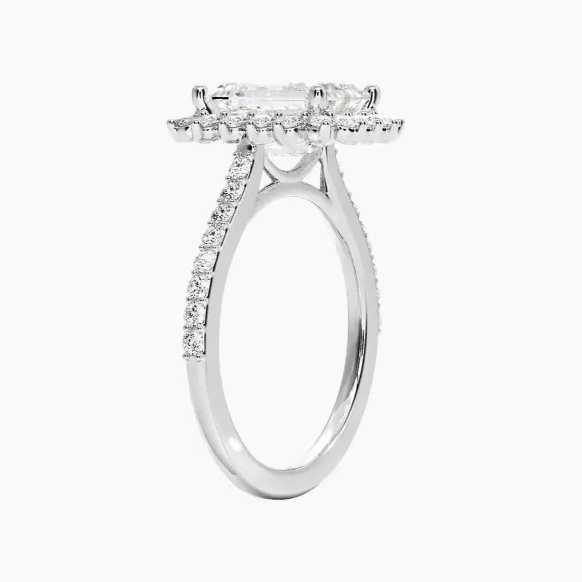 OBSER452 - Soraya Pave Halo Emerald engagement ring setting view 2