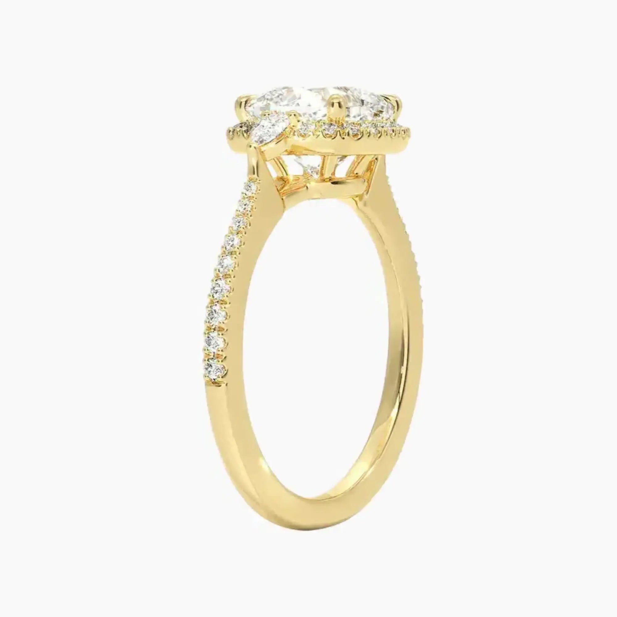 OBSER628 - Calliope Halo Pave Three Stone Cushion engagement ring setting view 8