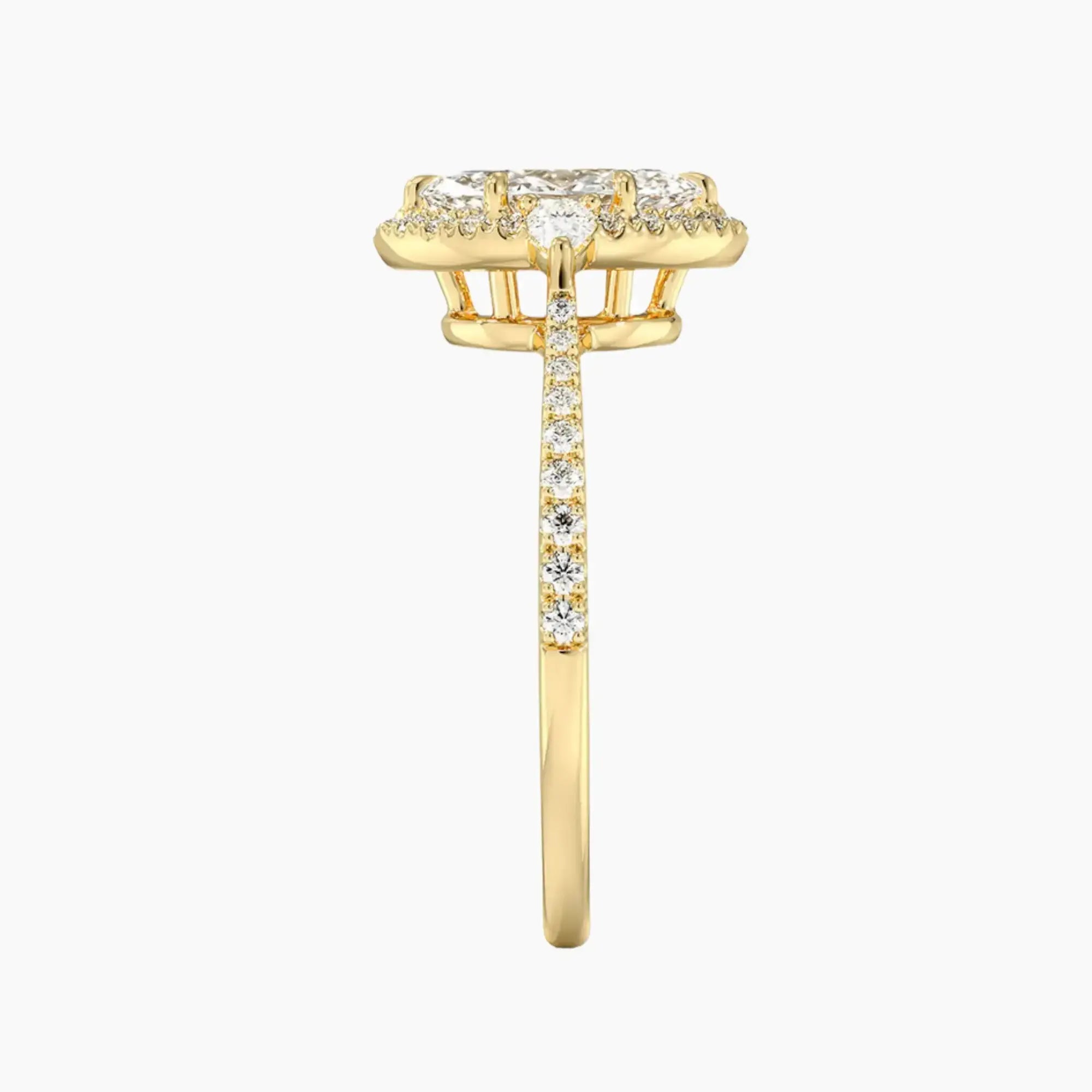 OBSER624 - Calliope Halo Pave Three Stone Marquise engagement ring setting view 9