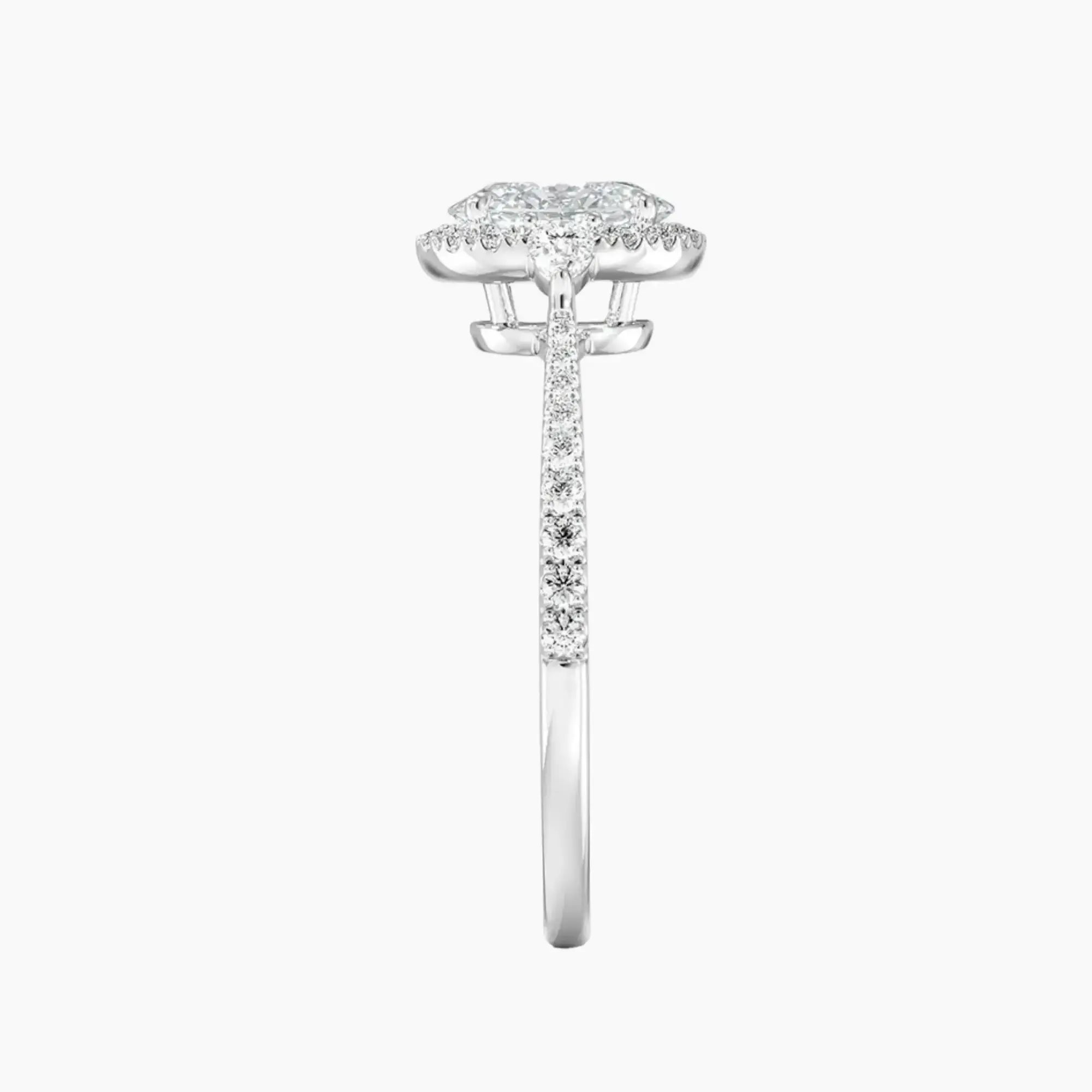 OBSER629 - Calliope Halo Pave Three Stone Oval engagement ring setting view 3