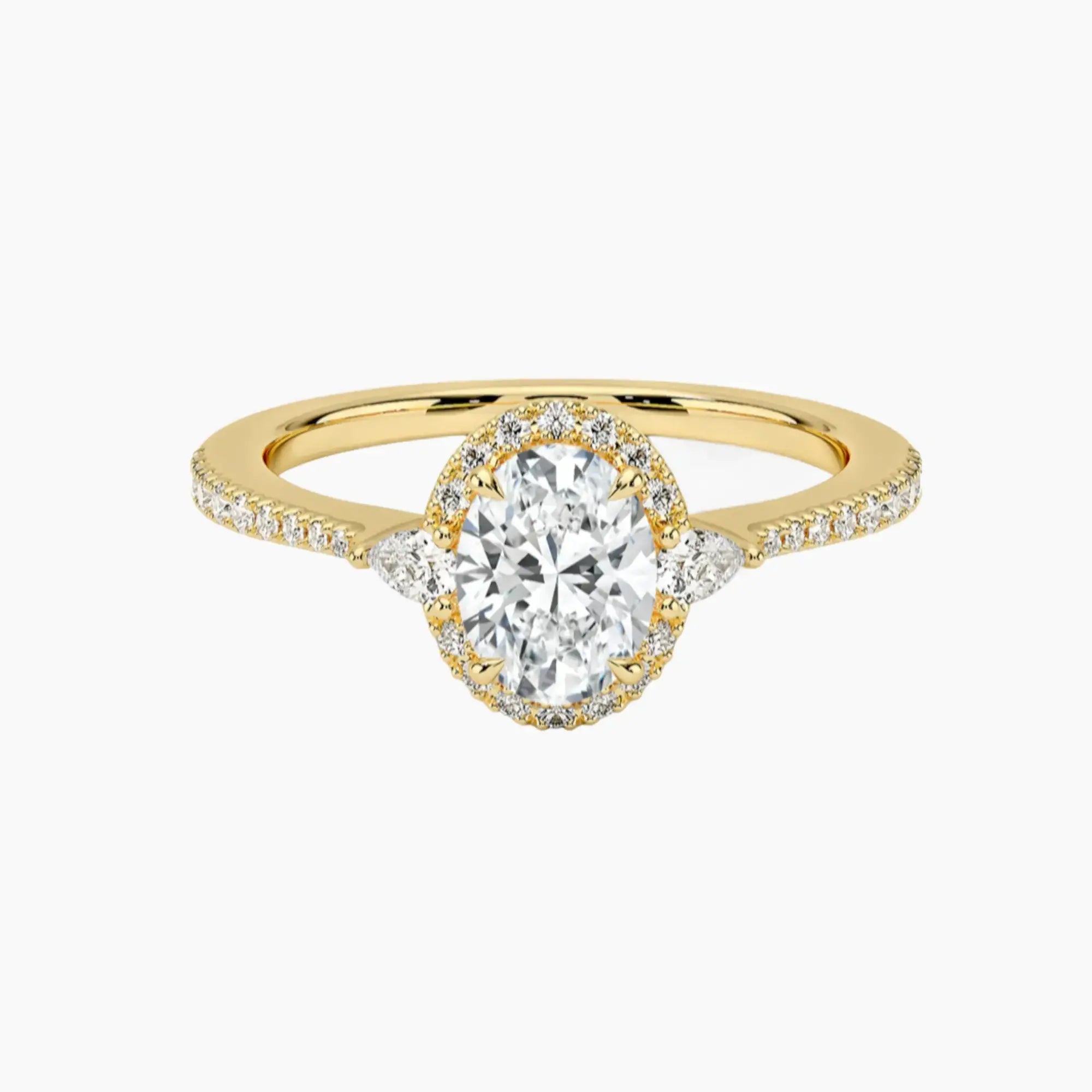 OBSER629 - Calliope Halo Pave Three Stone Oval engagement ring setting view 7