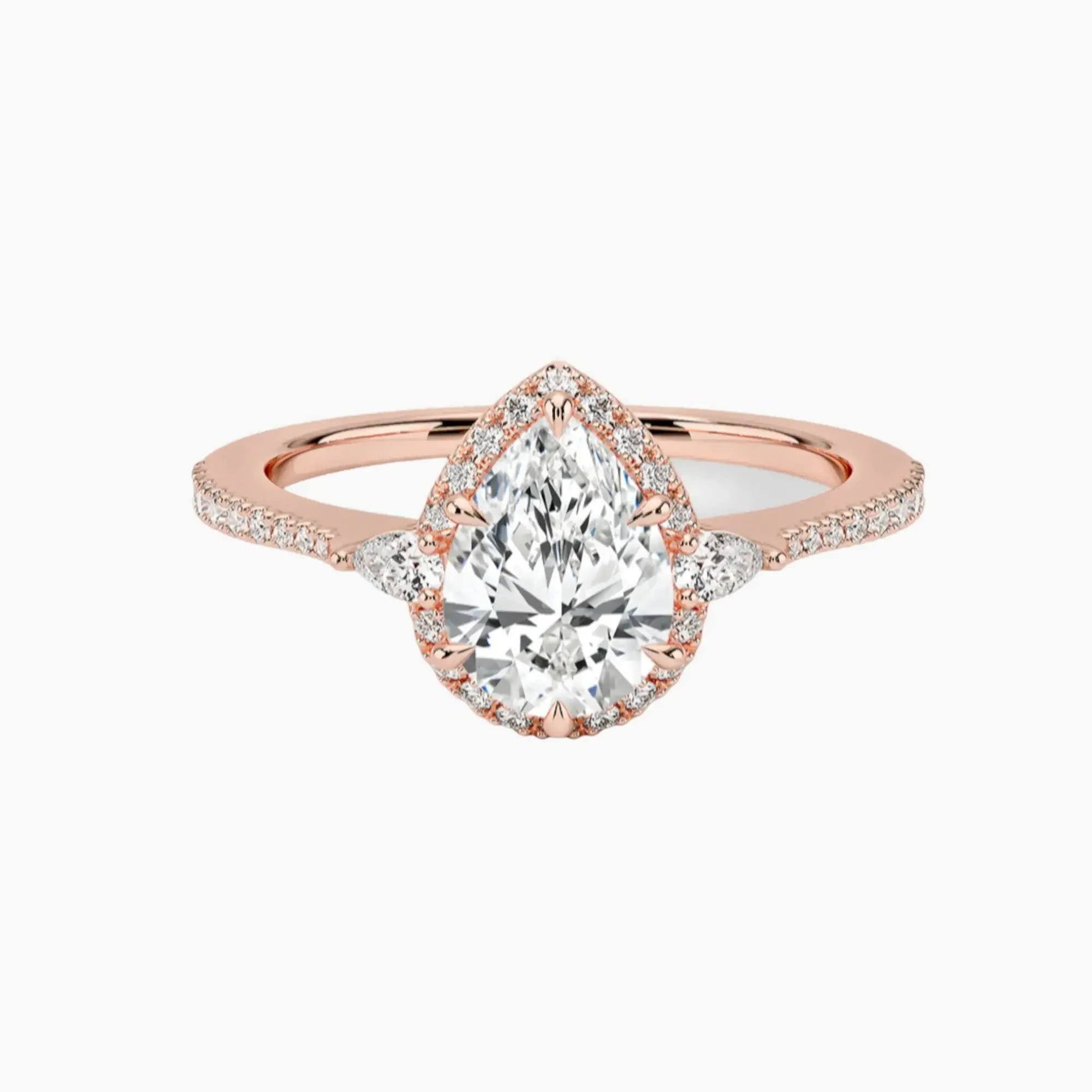 OBSER627 - Calliope Halo Pave Three Stone Pear engagement ring setting view 4