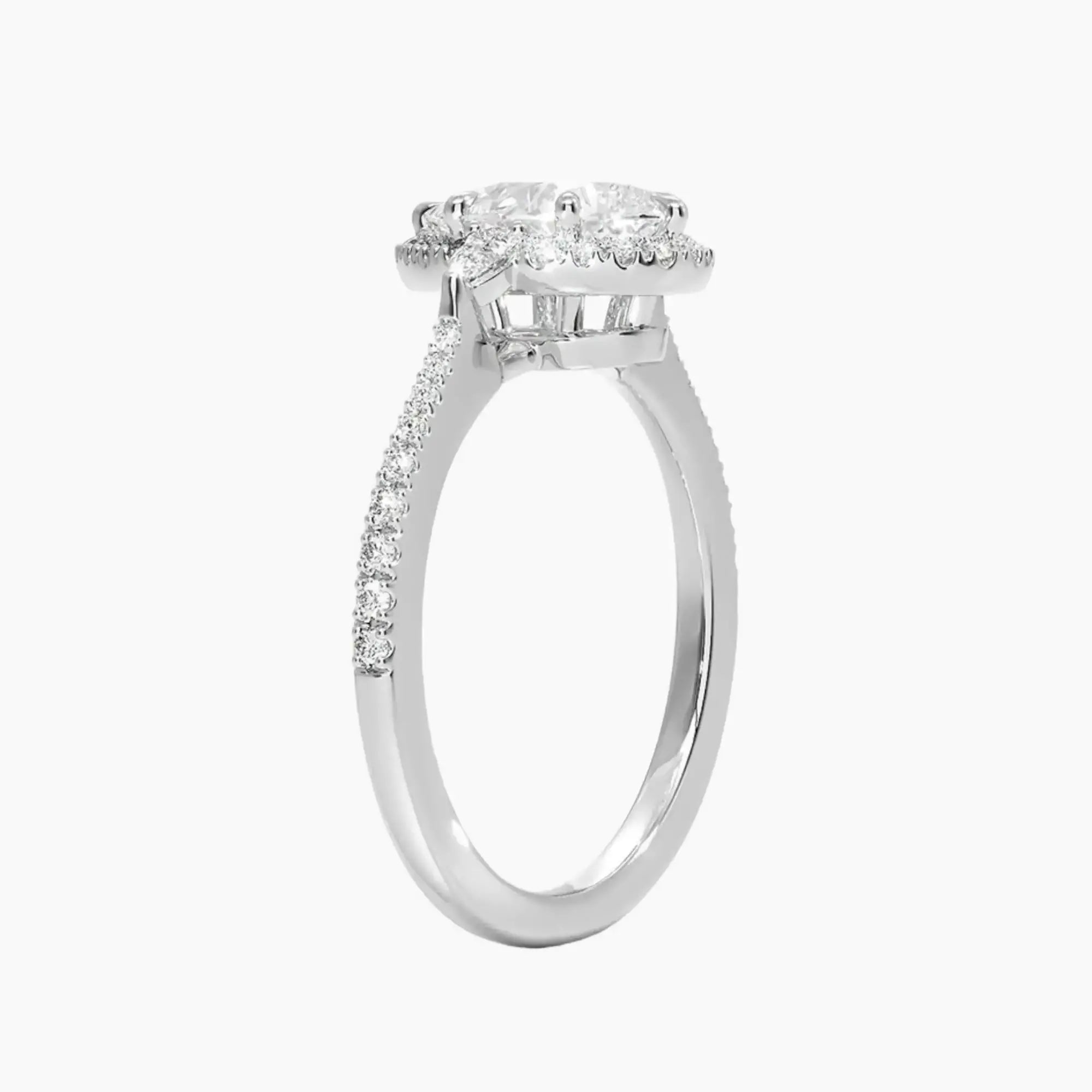 OBSER627 - Calliope Halo Pave Three Stone Pear engagement ring setting view 2