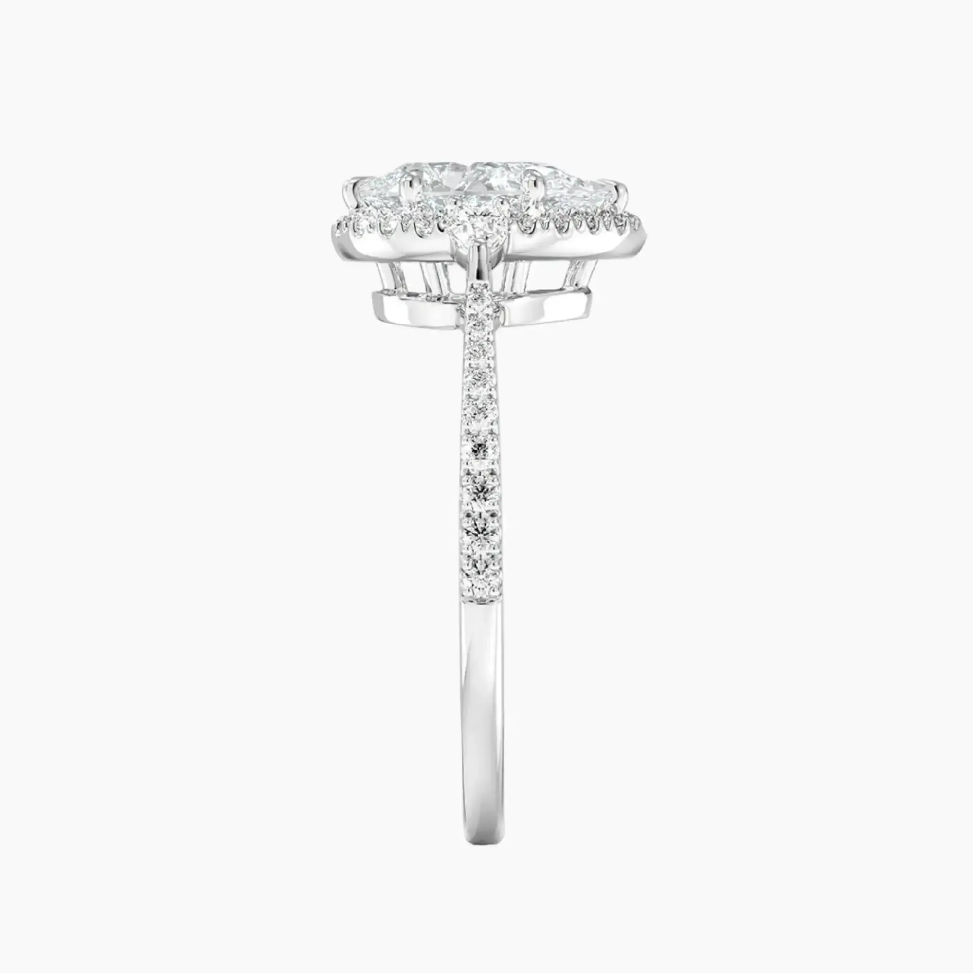 OBSER627 - Calliope Halo Pave Three Stone Pear engagement ring setting view 3