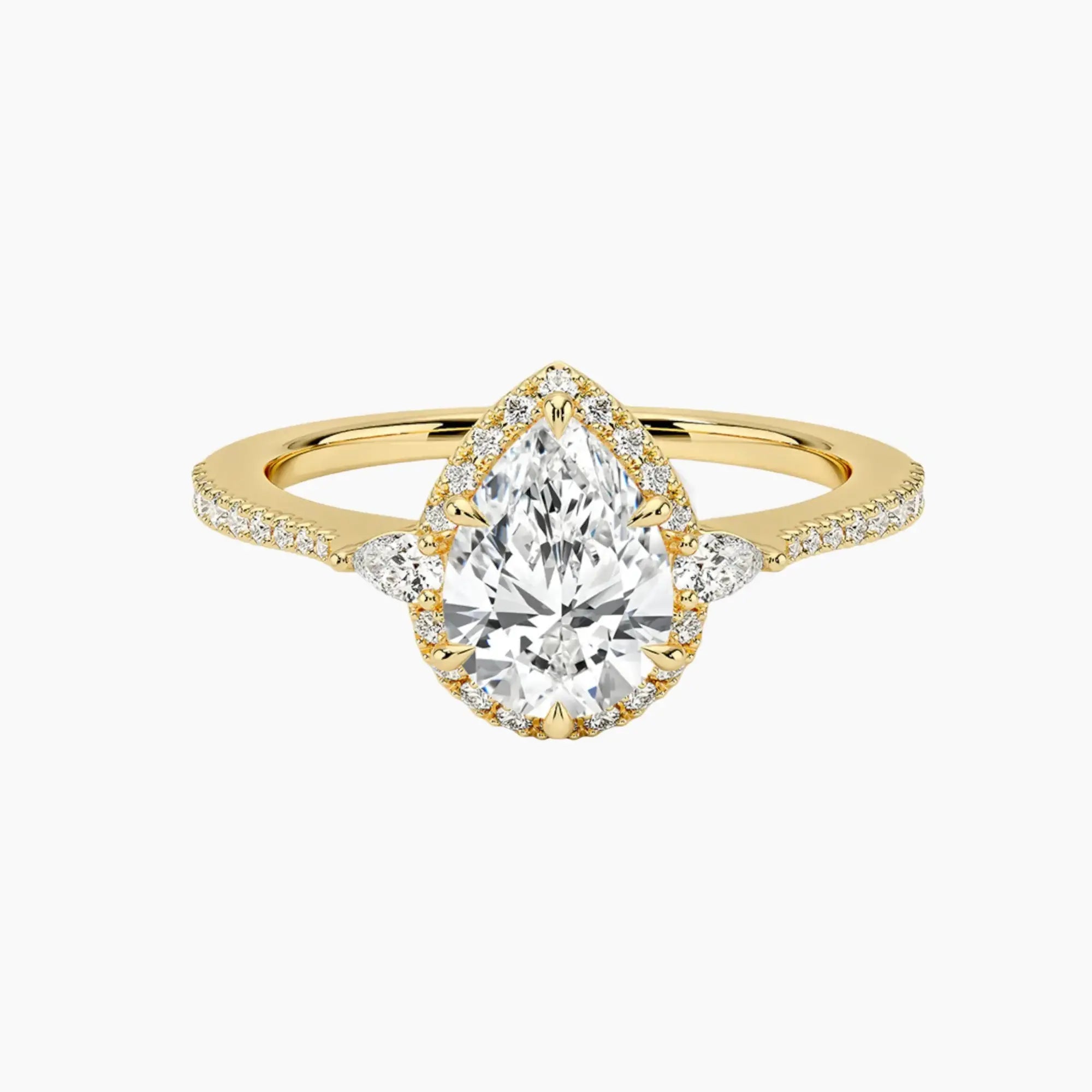 OBSER627 - Calliope Halo Pave Three Stone Pear engagement ring setting view 7
