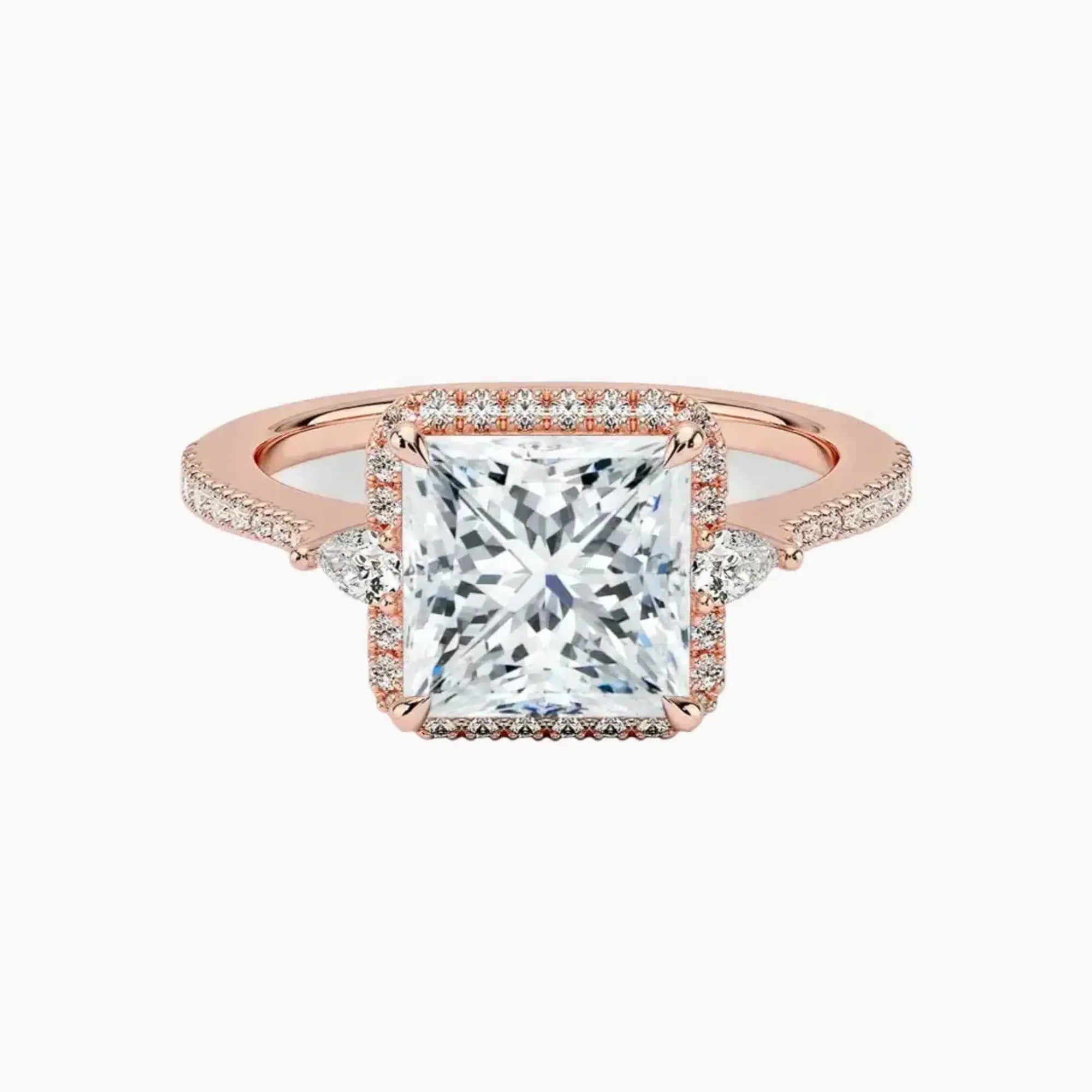 OBSER626 - Calliope Halo Pave Three Stone Princess engagement ring setting view 4