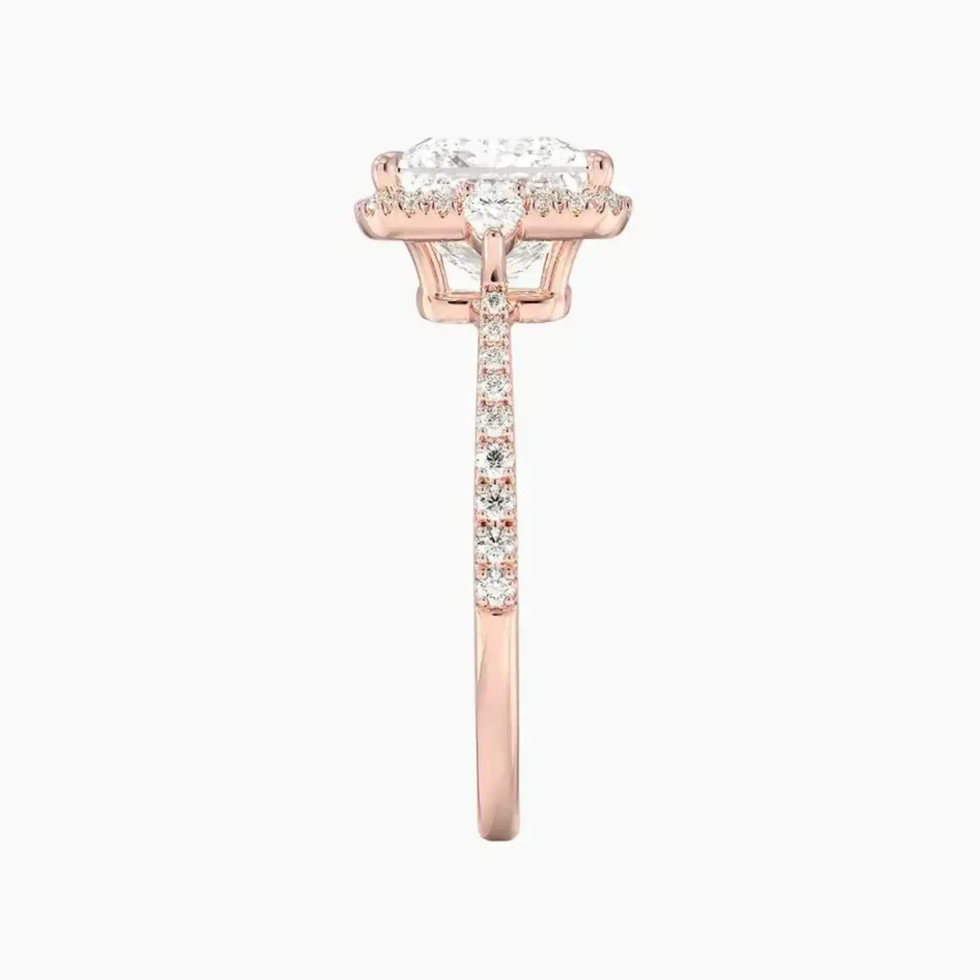 OBSER626 - Calliope Halo Pave Three Stone Princess engagement ring setting view 6