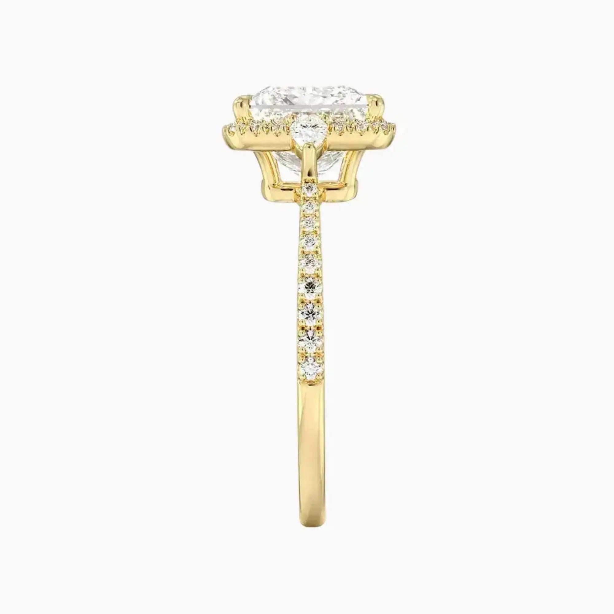 OBSER626 - Calliope Halo Pave Three Stone Princess engagement ring setting view 9