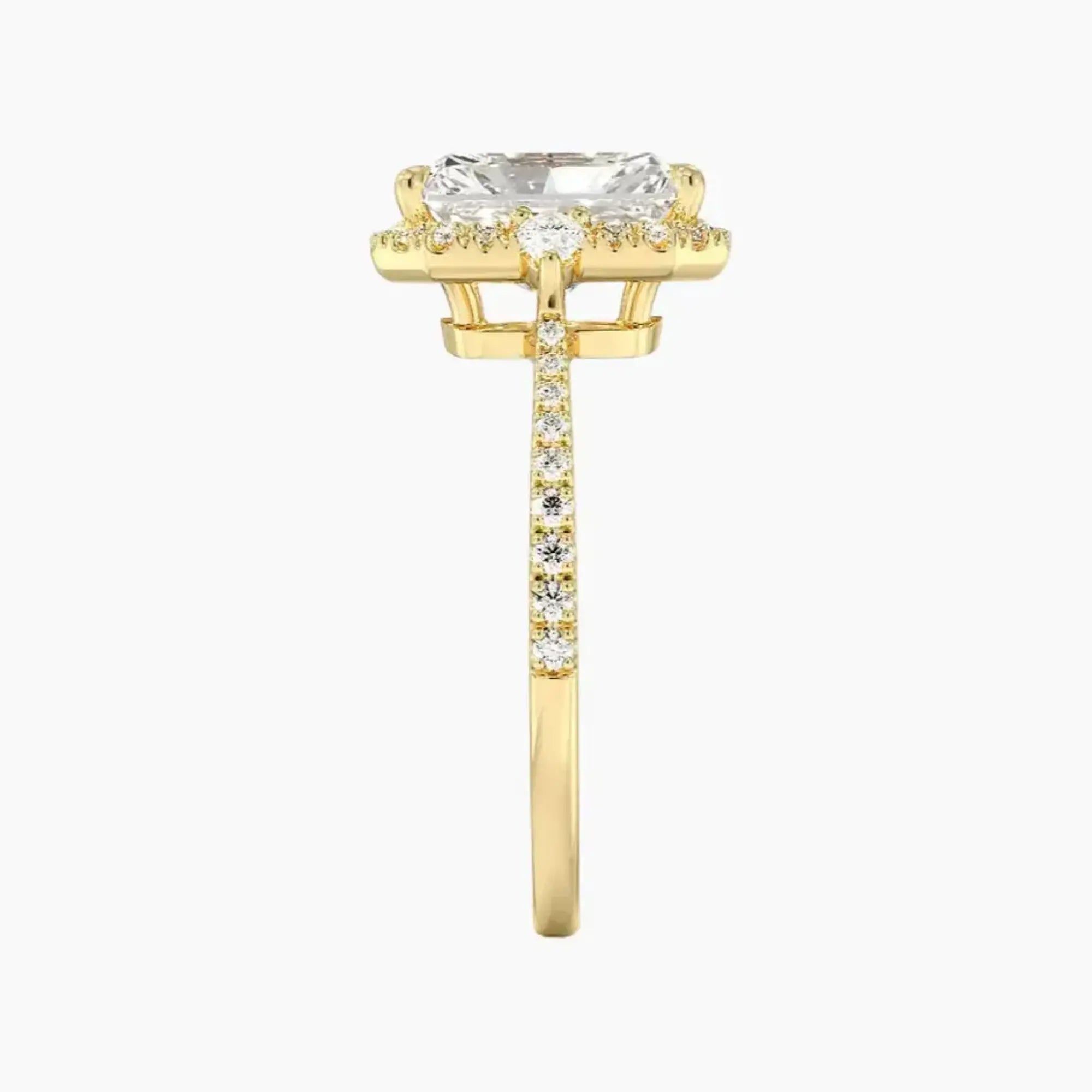 OBSER622 - Calliope Halo Pave Three Stone Radiant engagement ring setting view 9