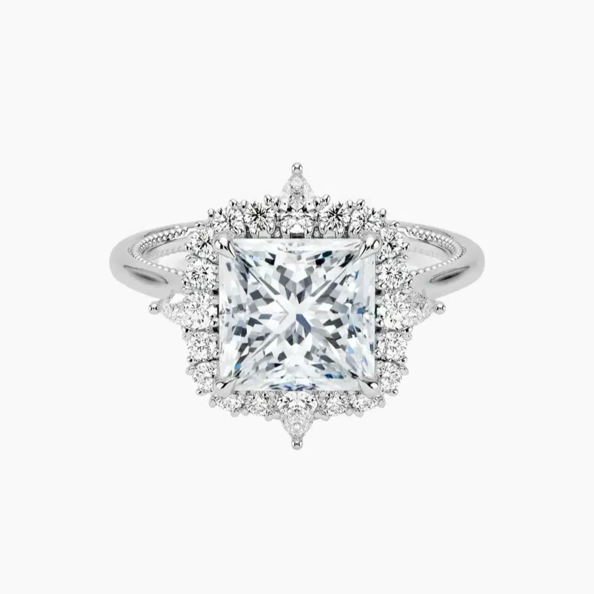 OBSER399 - Elara Halo Princess engagement ring setting view 1