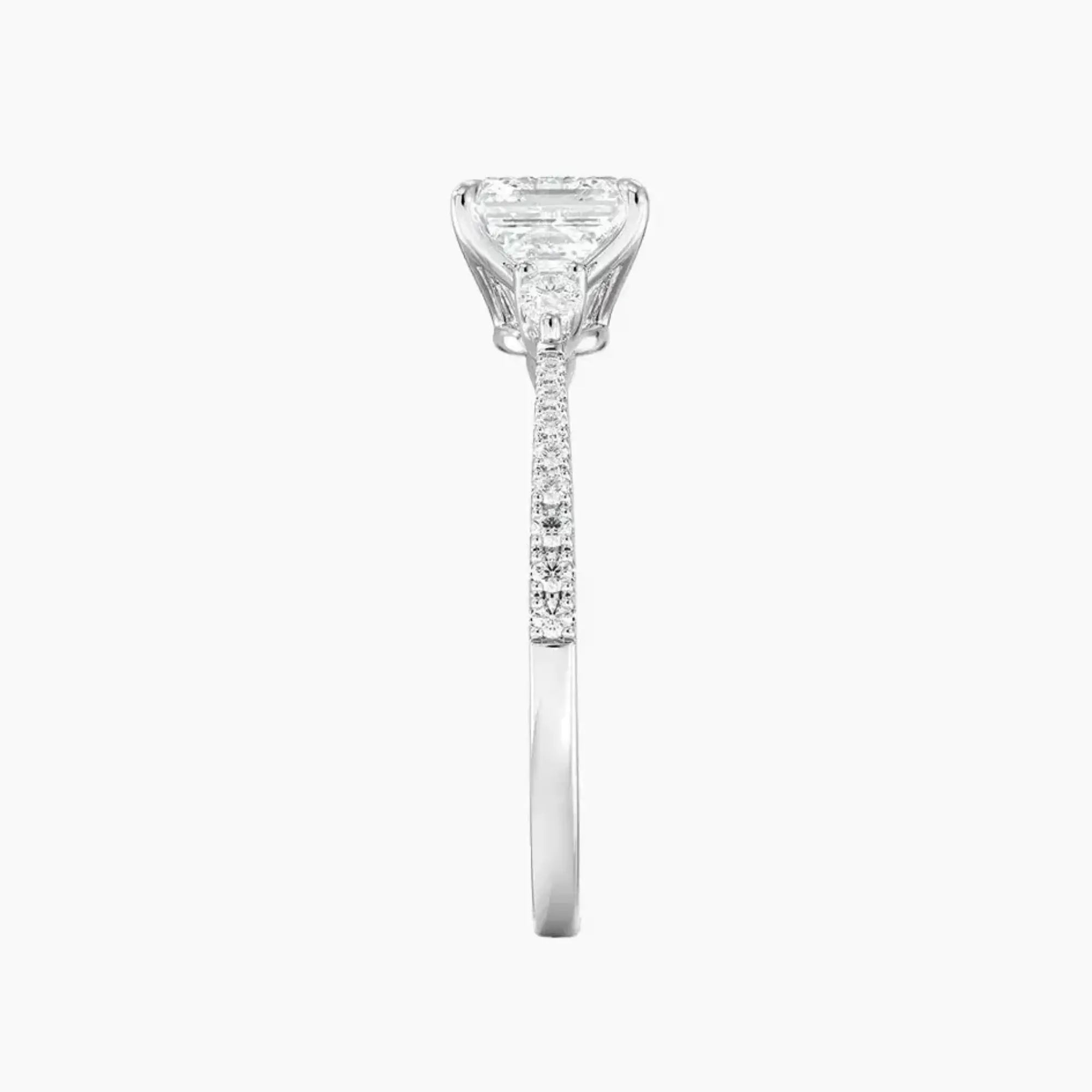 OBSER632 - Calliope Pave Three Stone Asscher engagement ring setting view 3