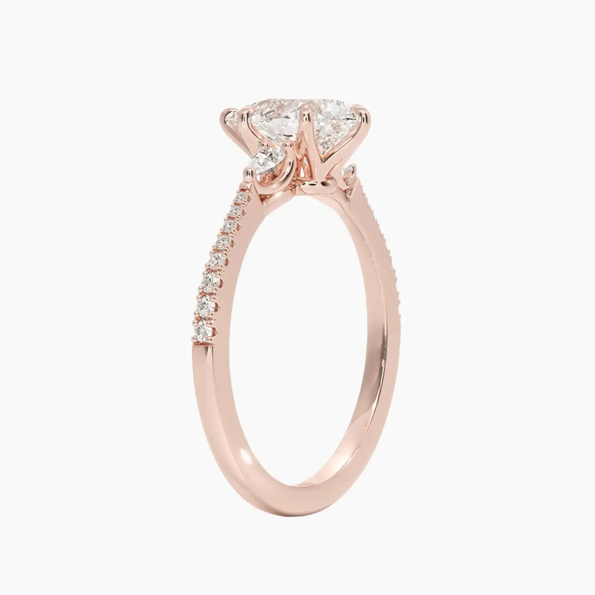 OBSER185 - Calliope Pave Three Stone Pear engagement ring setting view 5