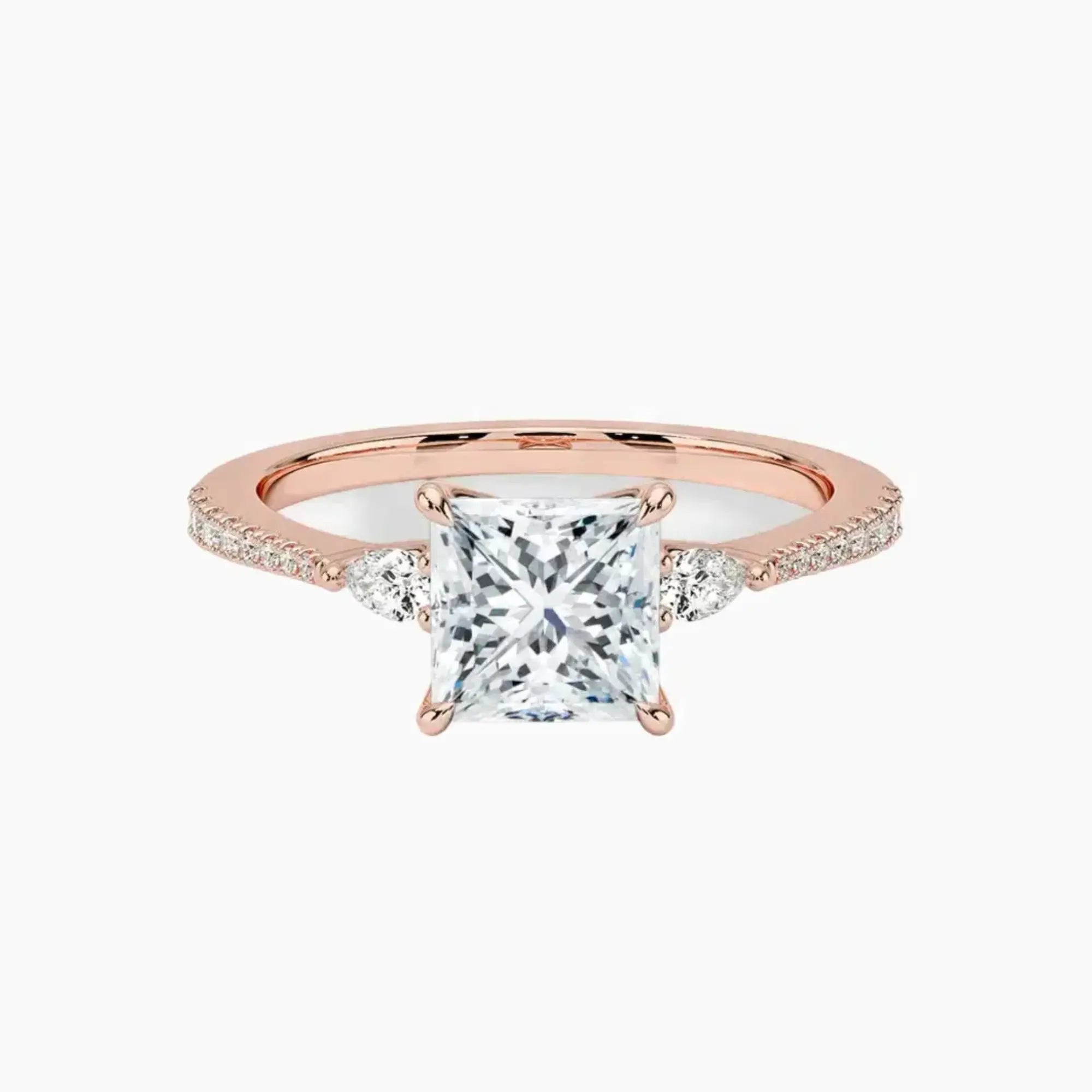 OBSER635 - Calliope Pave Three Stone Princess engagement ring setting view 4