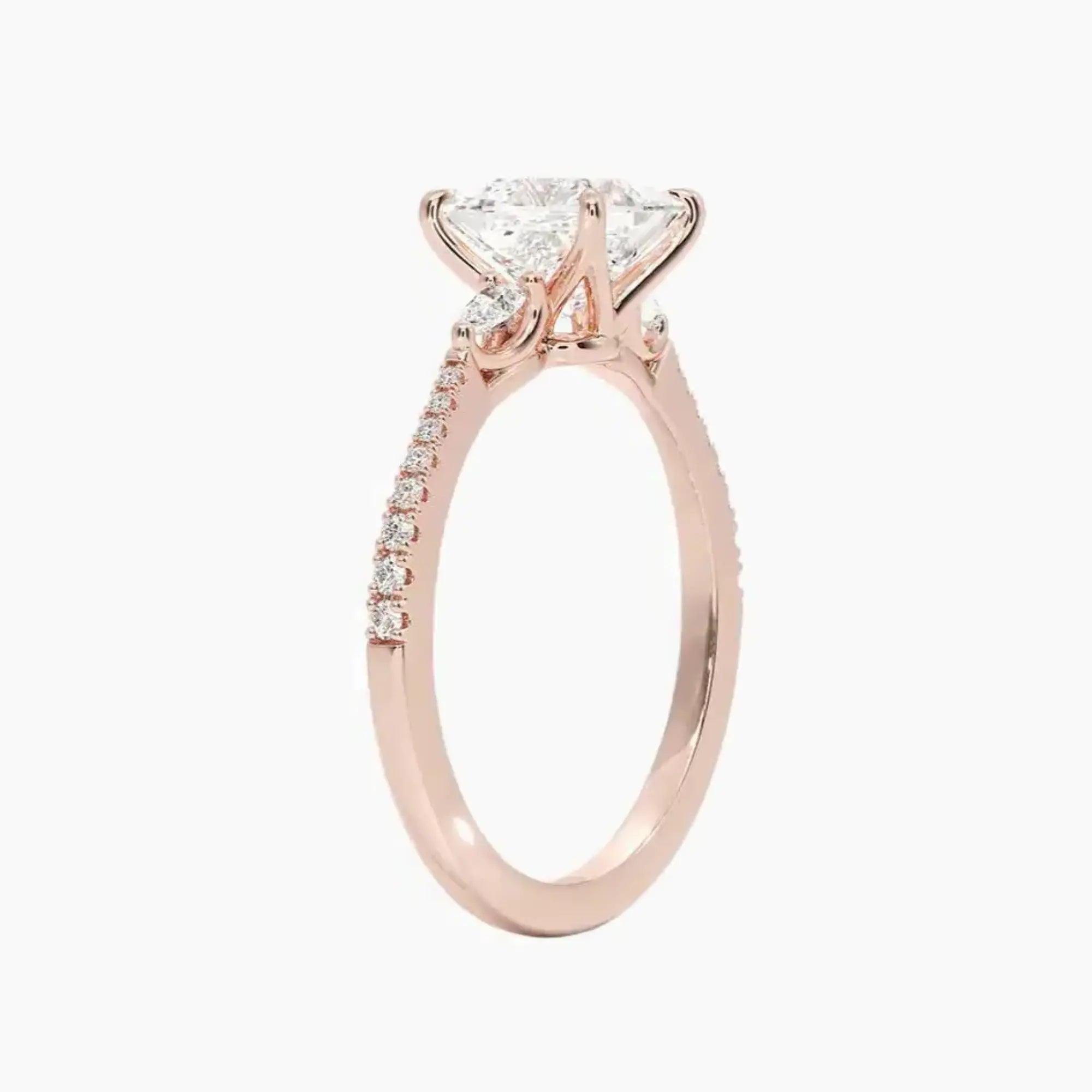 OBSER635 - Calliope Pave Three Stone Princess engagement ring setting view 5