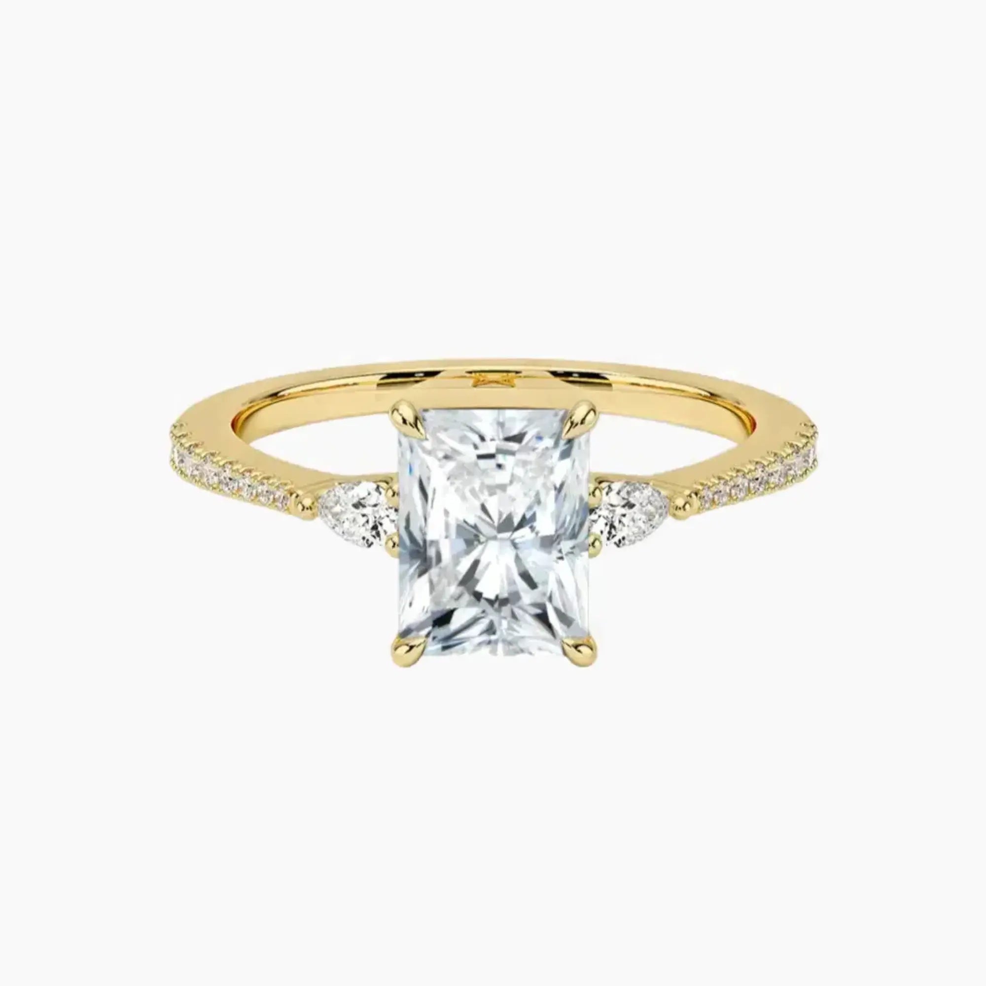 OBSER631 - Calliope Pave Three Stone Radiant engagement ring setting view 7