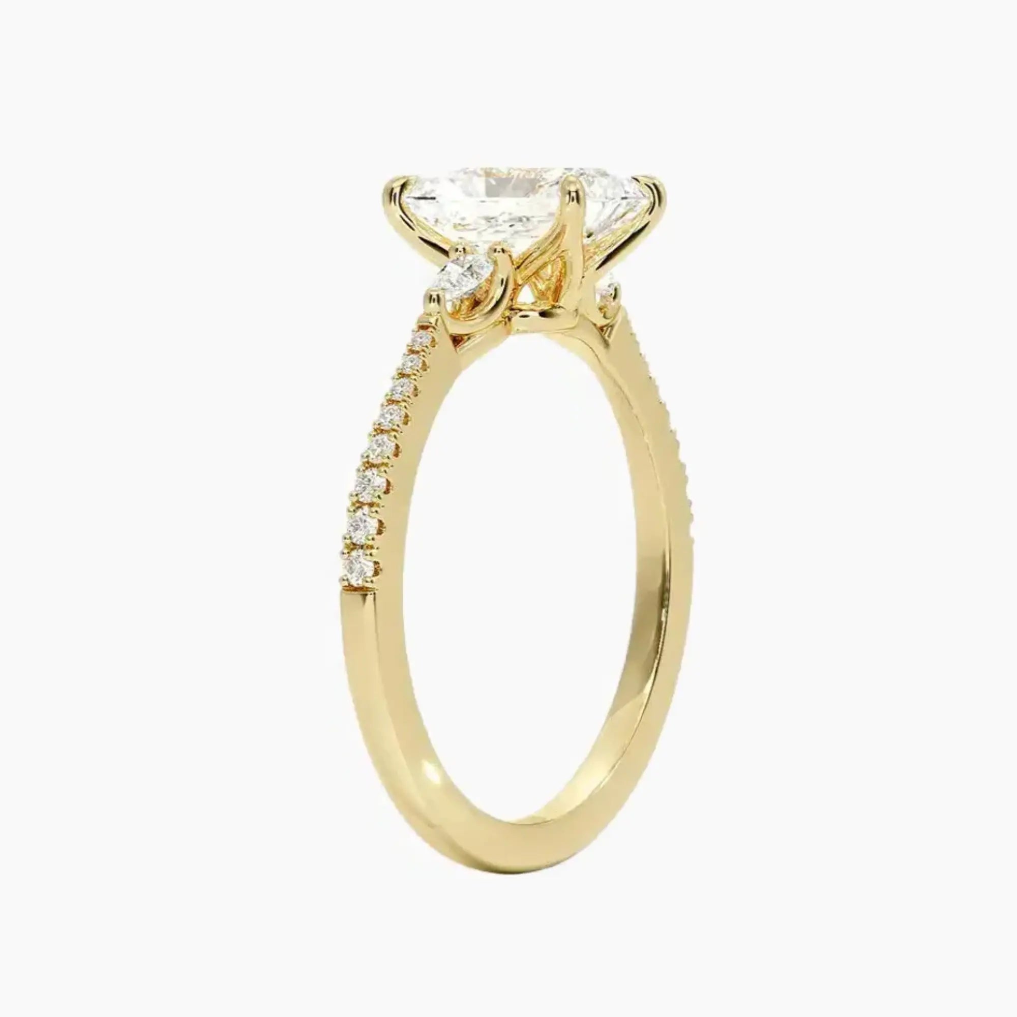 OBSER631 - Calliope Pave Three Stone Radiant engagement ring setting view 8