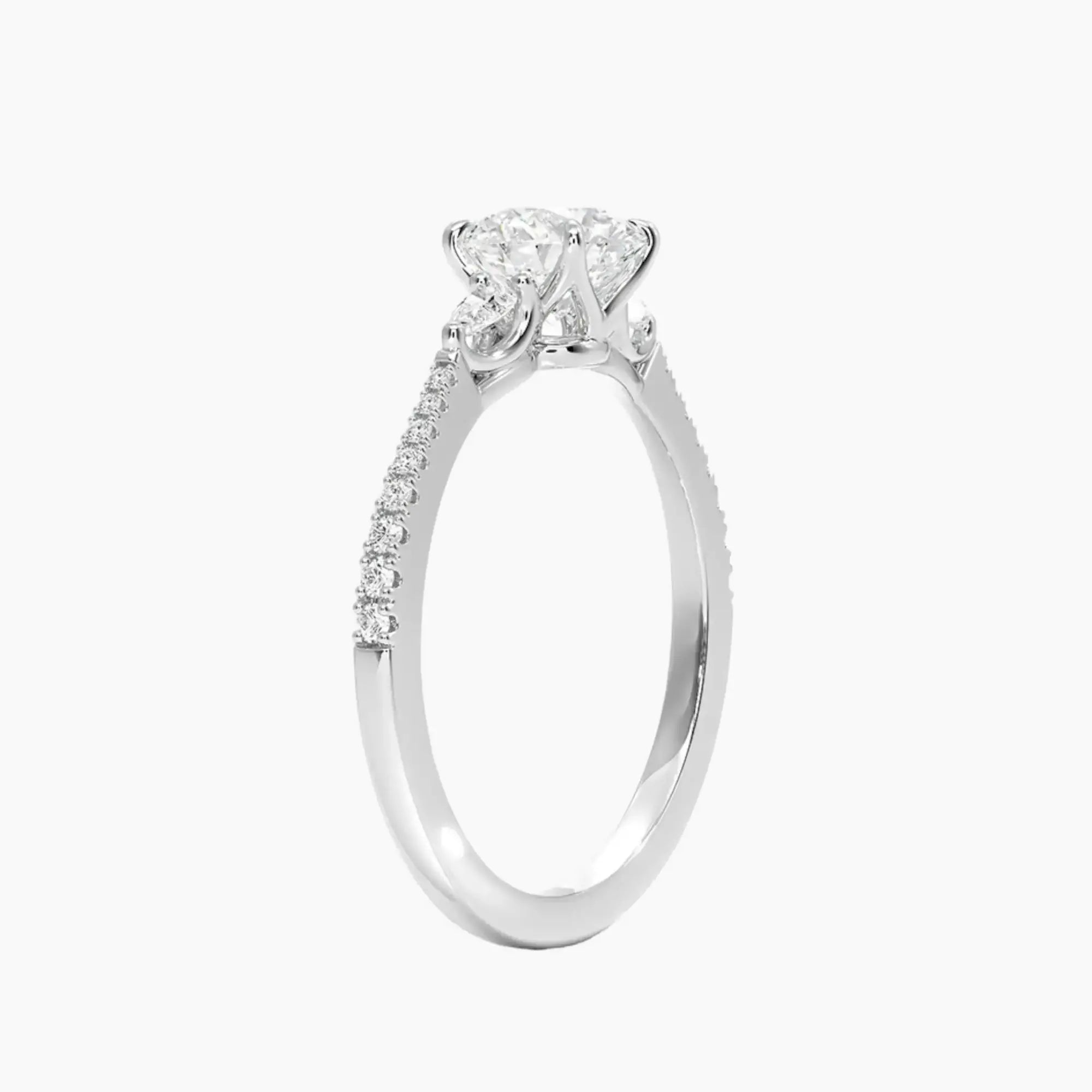 OBSER638 - Calliope Pave Three Stone Round engagement ring setting view 2