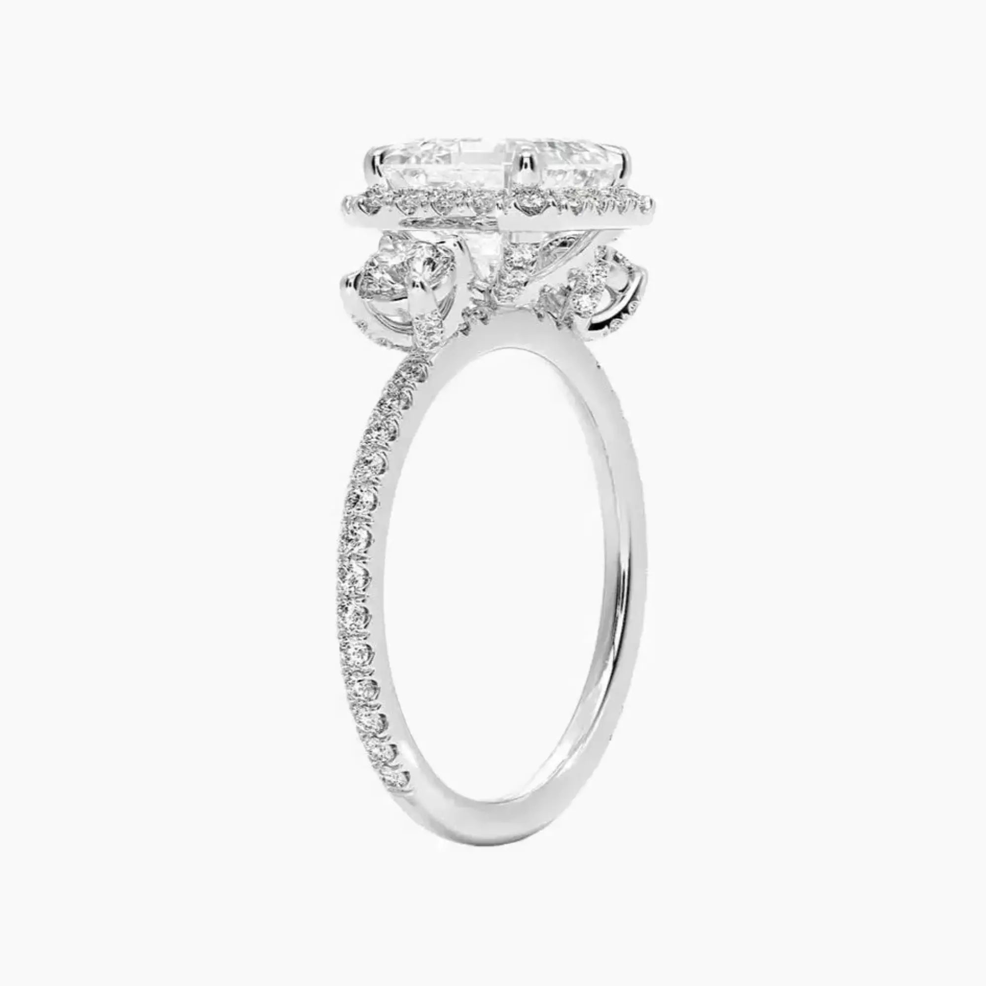 OBSER581 - Brielle Three Stone Asscher Halo engagement ring setting view 2