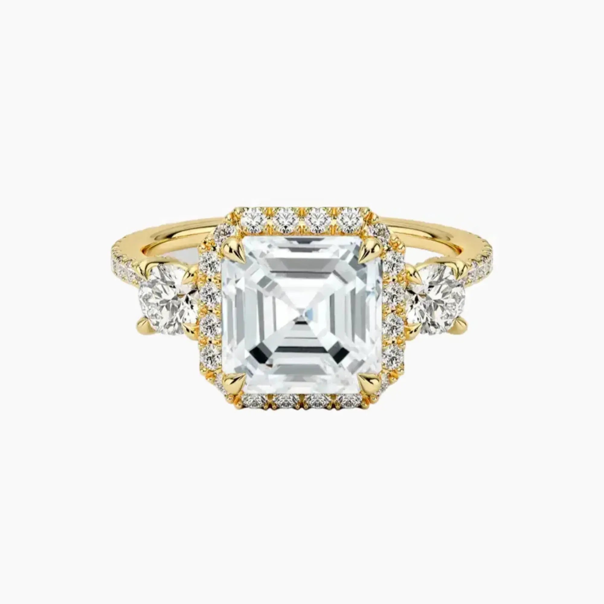 OBSER581 - Brielle Three Stone Asscher Halo engagement ring setting view 7