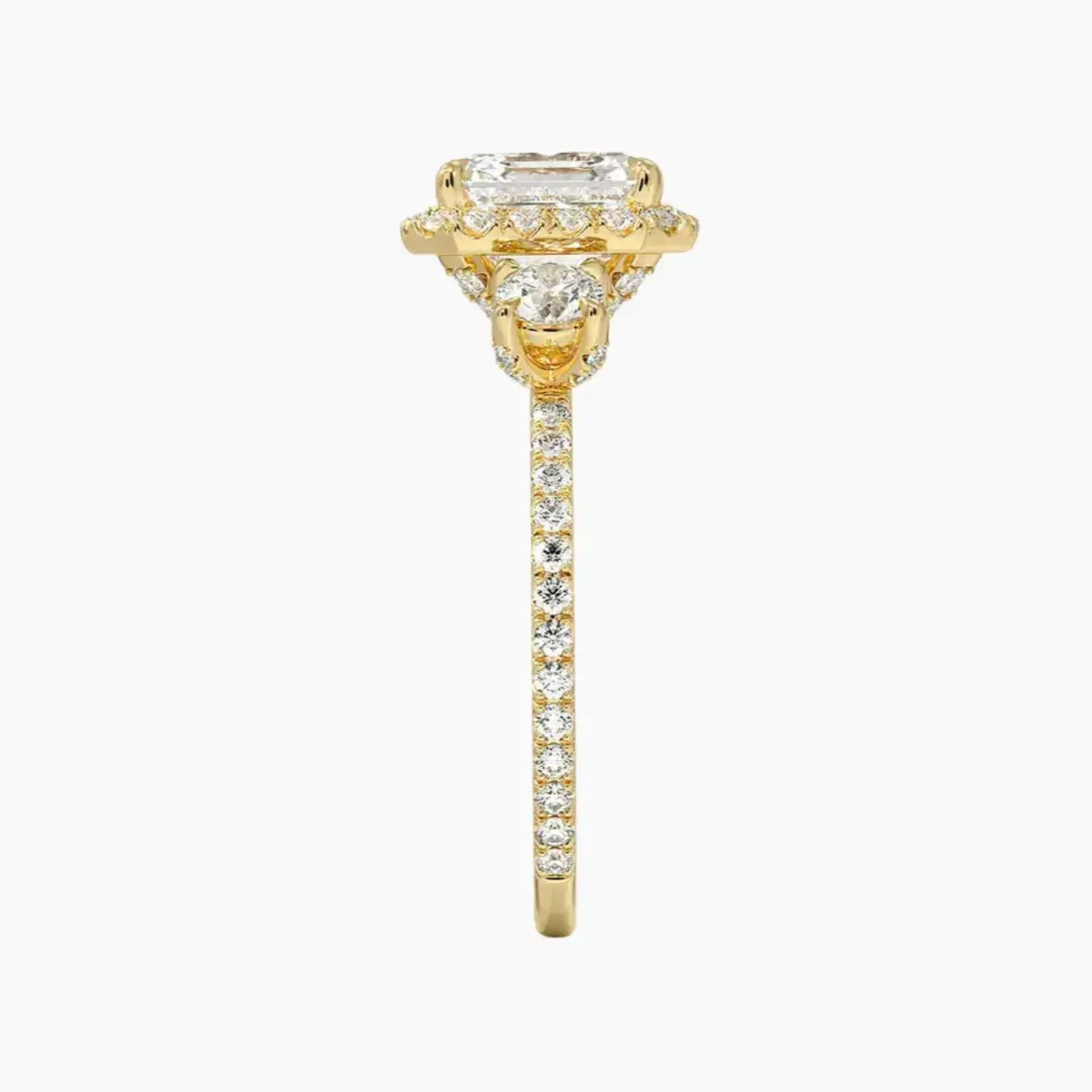 OBSER581 - Brielle Three Stone Asscher Halo engagement ring setting view 9