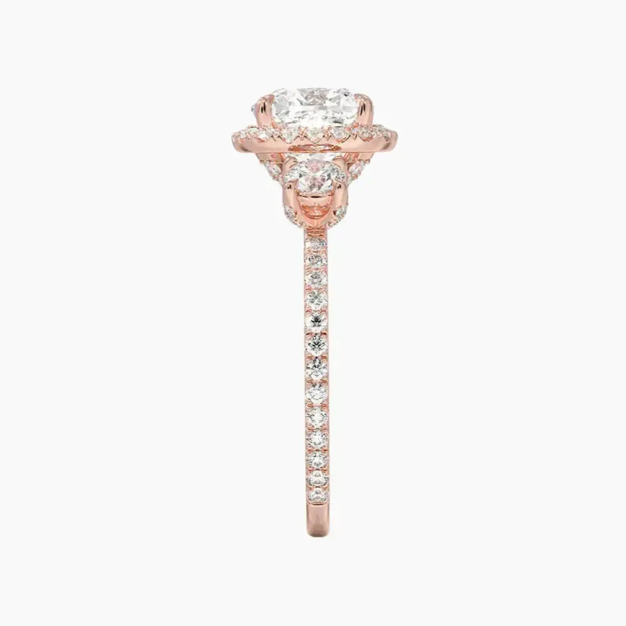OBSER585 - Brielle Three Stone Cushion Halo engagement ring setting view 6
