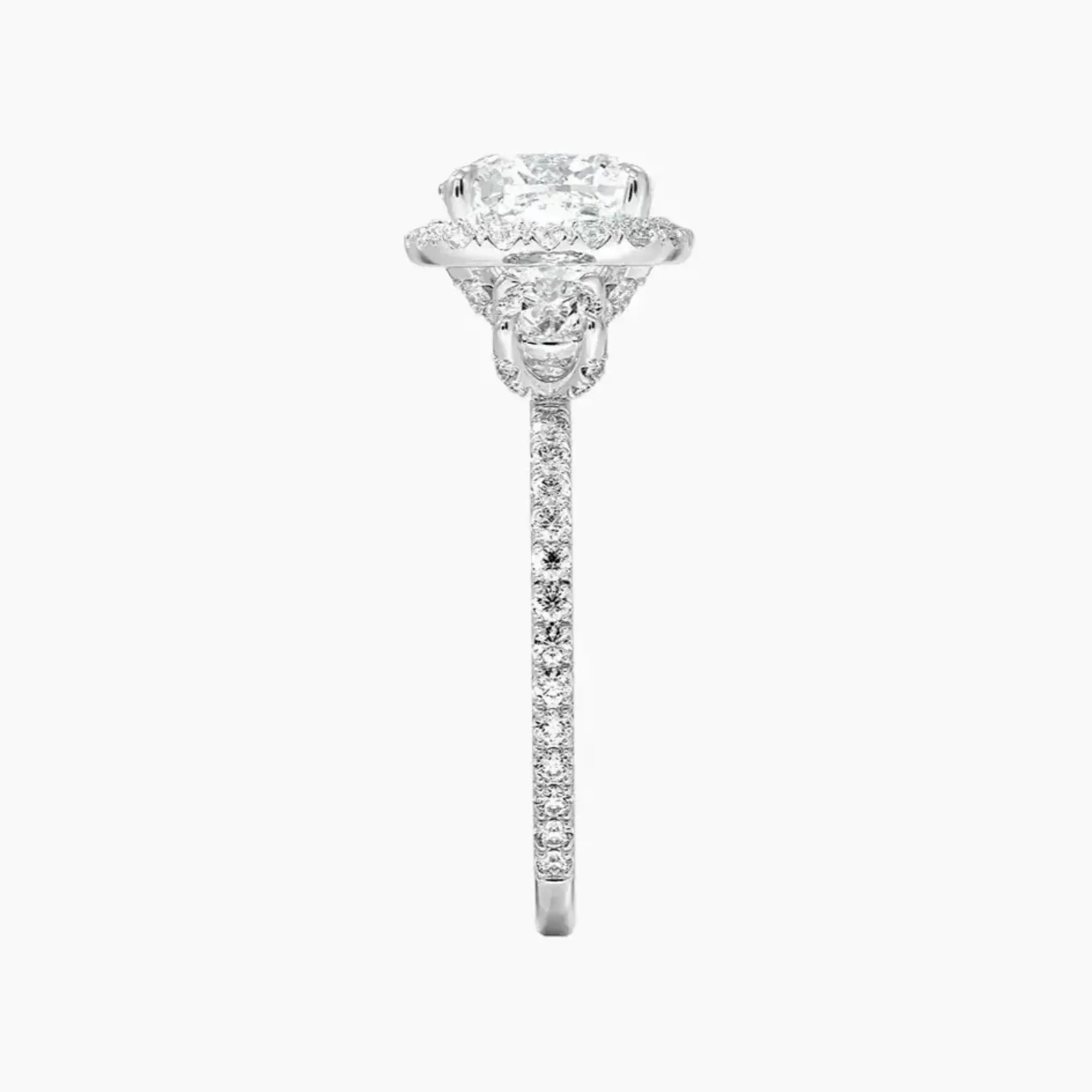 OBSER585 - Brielle Three Stone Cushion Halo engagement ring setting view 3
