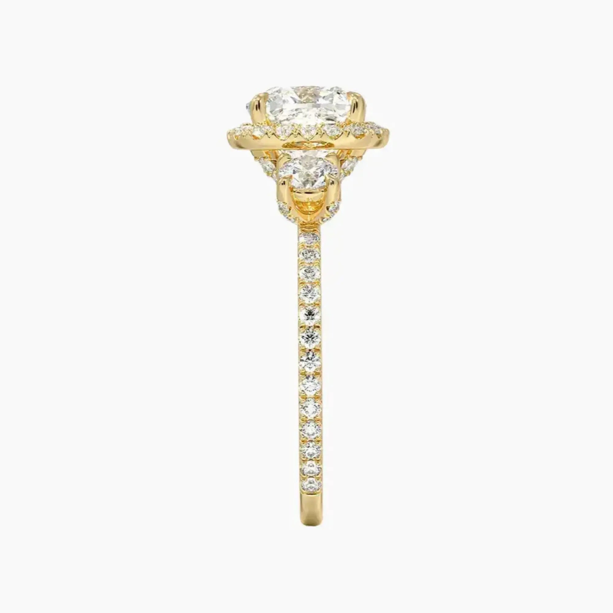 OBSER585 - Brielle Three Stone Cushion Halo engagement ring setting view 9